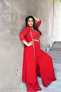 Aadhya Paruchuri in Red Crop Top and Palazzo