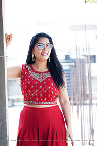 Aadhya Paruchuri in Red Crop Top and Palazzo