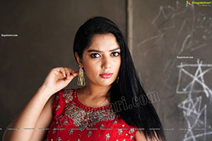 Aadhya Paruchuri in Red Crop Top and Palazzo