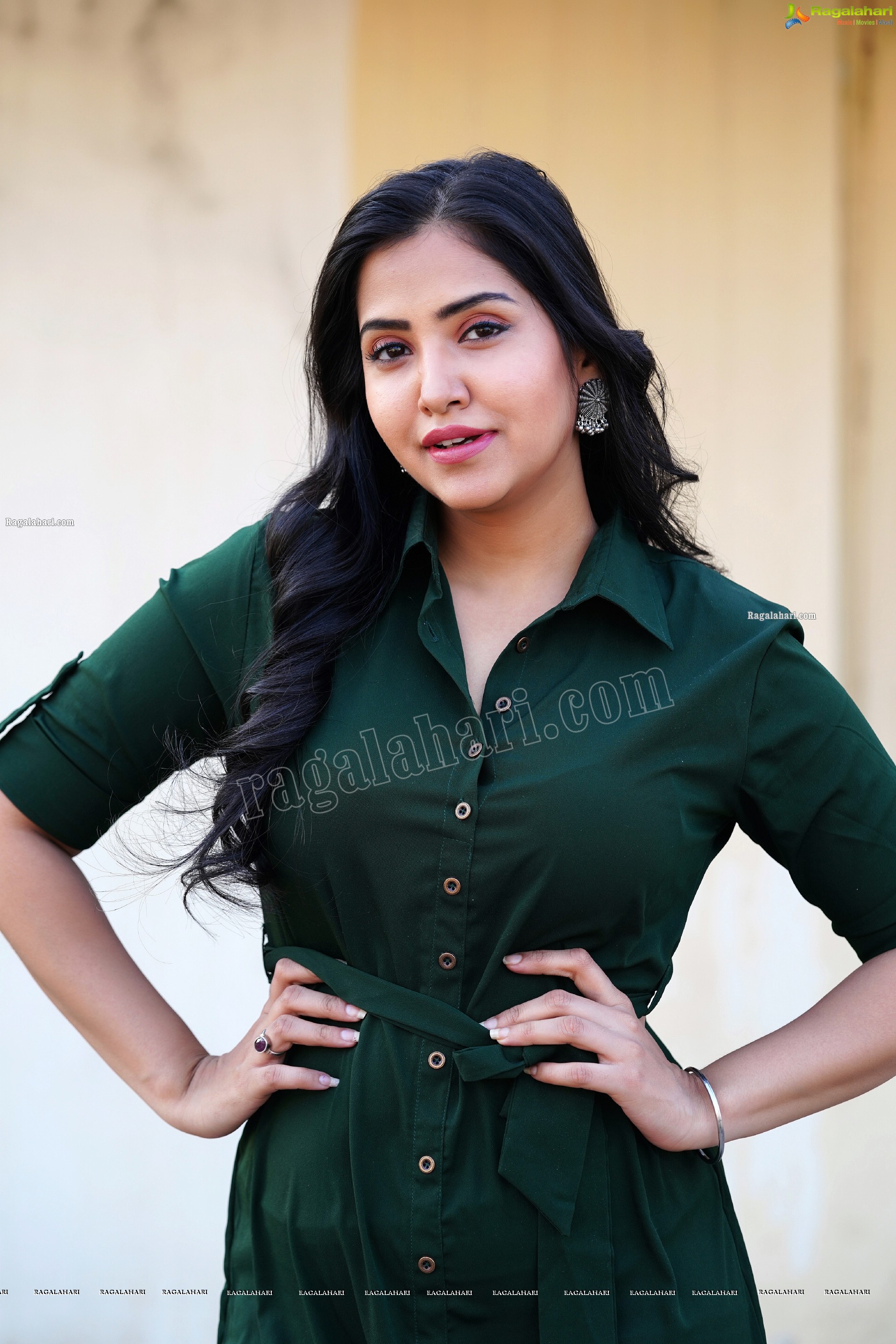 Palak Gangele in Bottle Green Color Dress, Exclusive Photoshoot