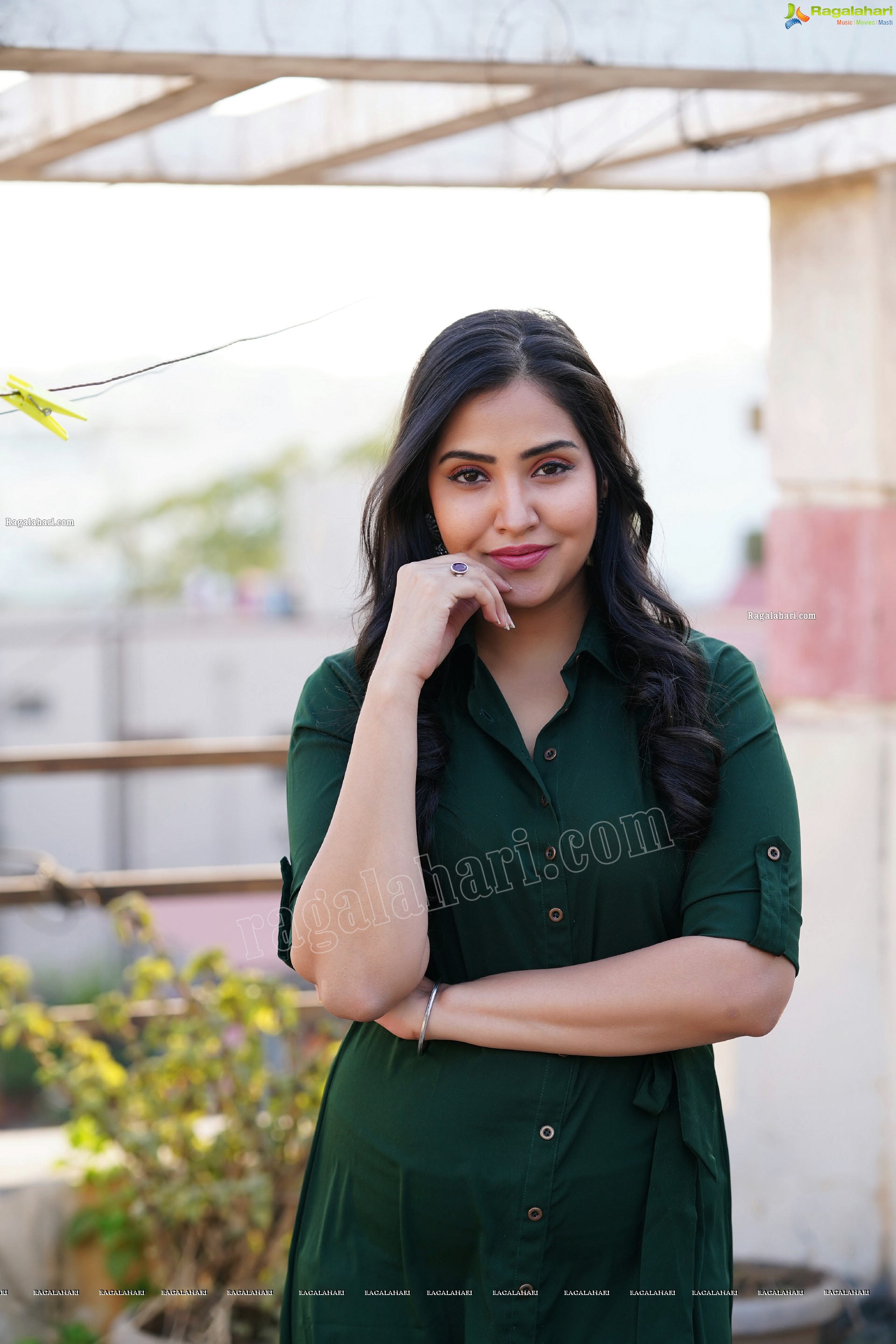 Palak Gangele in Bottle Green Color Dress, Exclusive Photoshoot