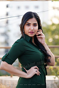 Palak Gangele in Bottle Green Color Dress