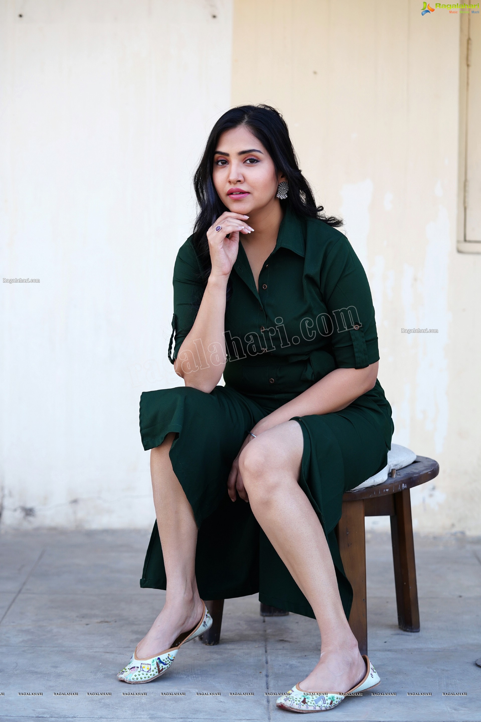 Palak Gangele in Bottle Green Color Dress, Exclusive Photoshoot