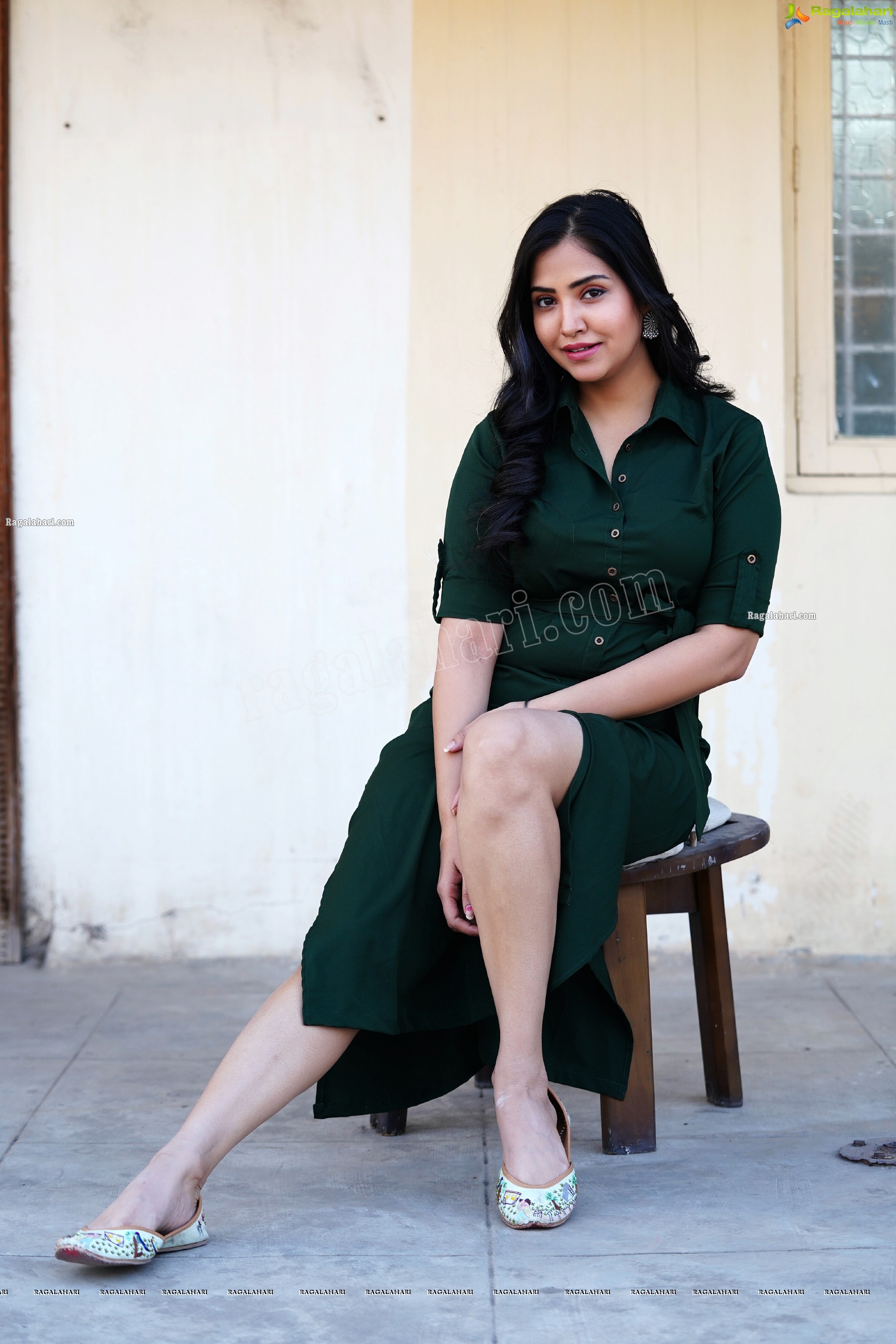 Palak Gangele in Bottle Green Color Dress, Exclusive Photoshoot