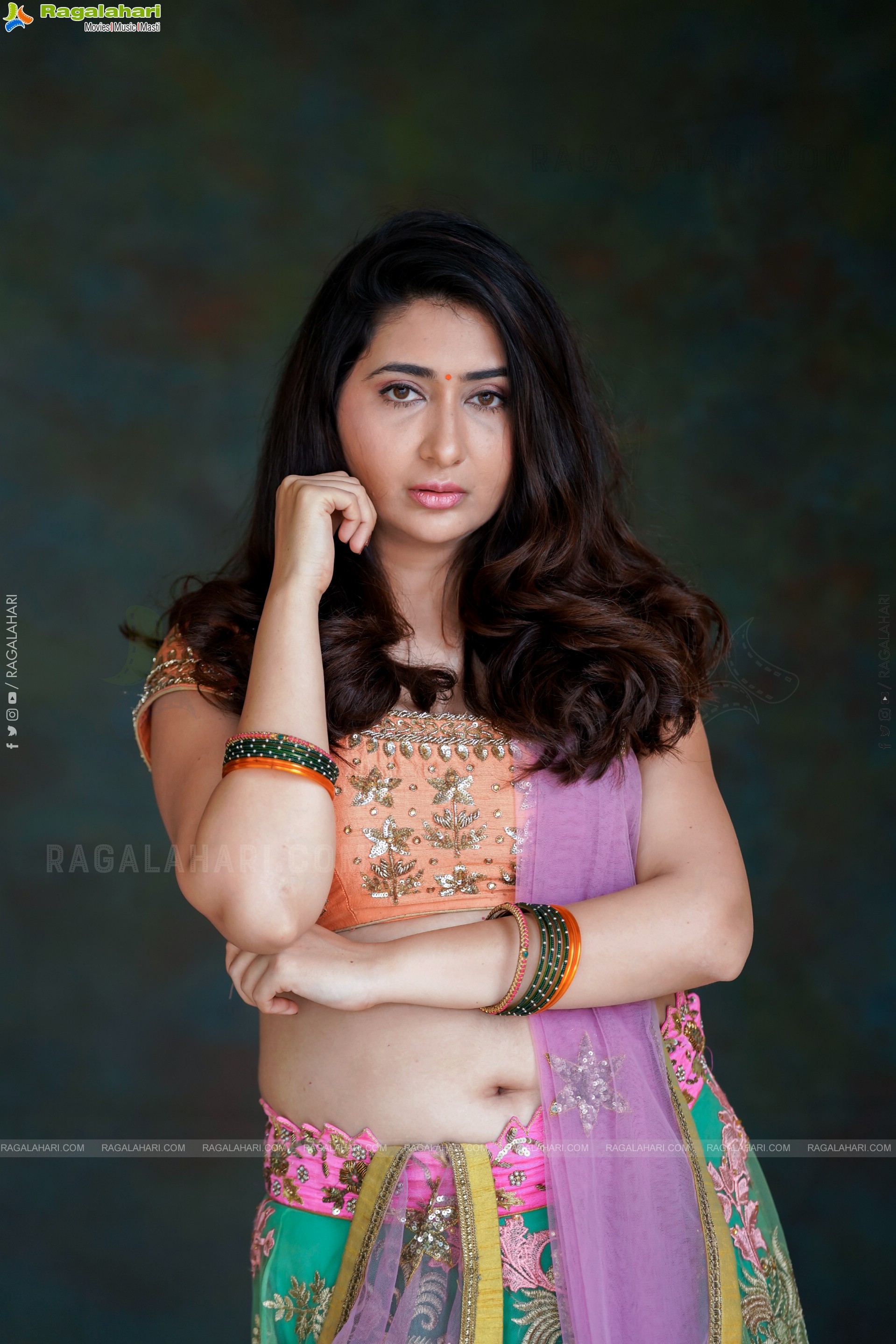 Harshada Patel in Green And Pink Lehenga Choli, Exclusive Photoshoot