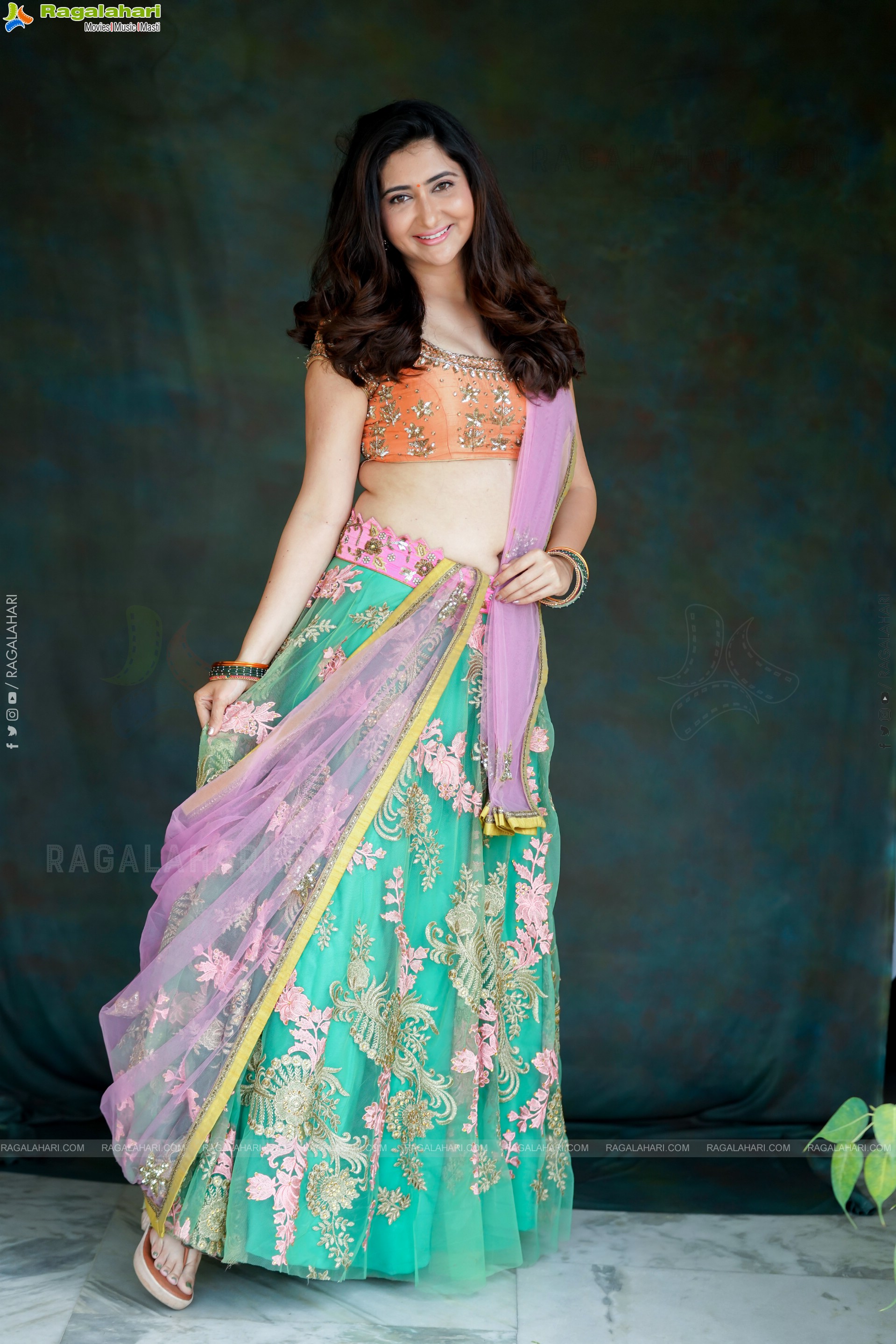 Harshada Patel in Green And Pink Lehenga Choli, Exclusive Photoshoot