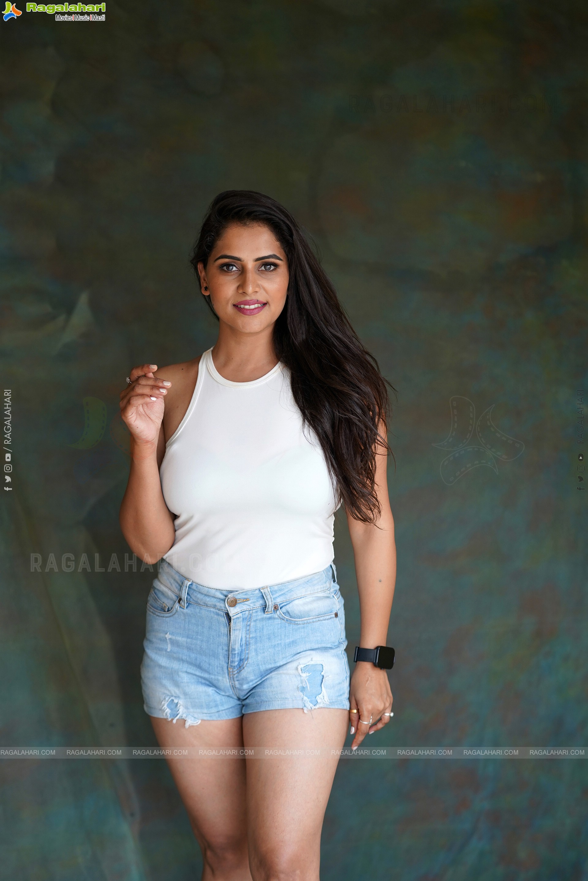 Jyothi Yadav in White Top and Denim Shorts, Exclusive Photoshoot