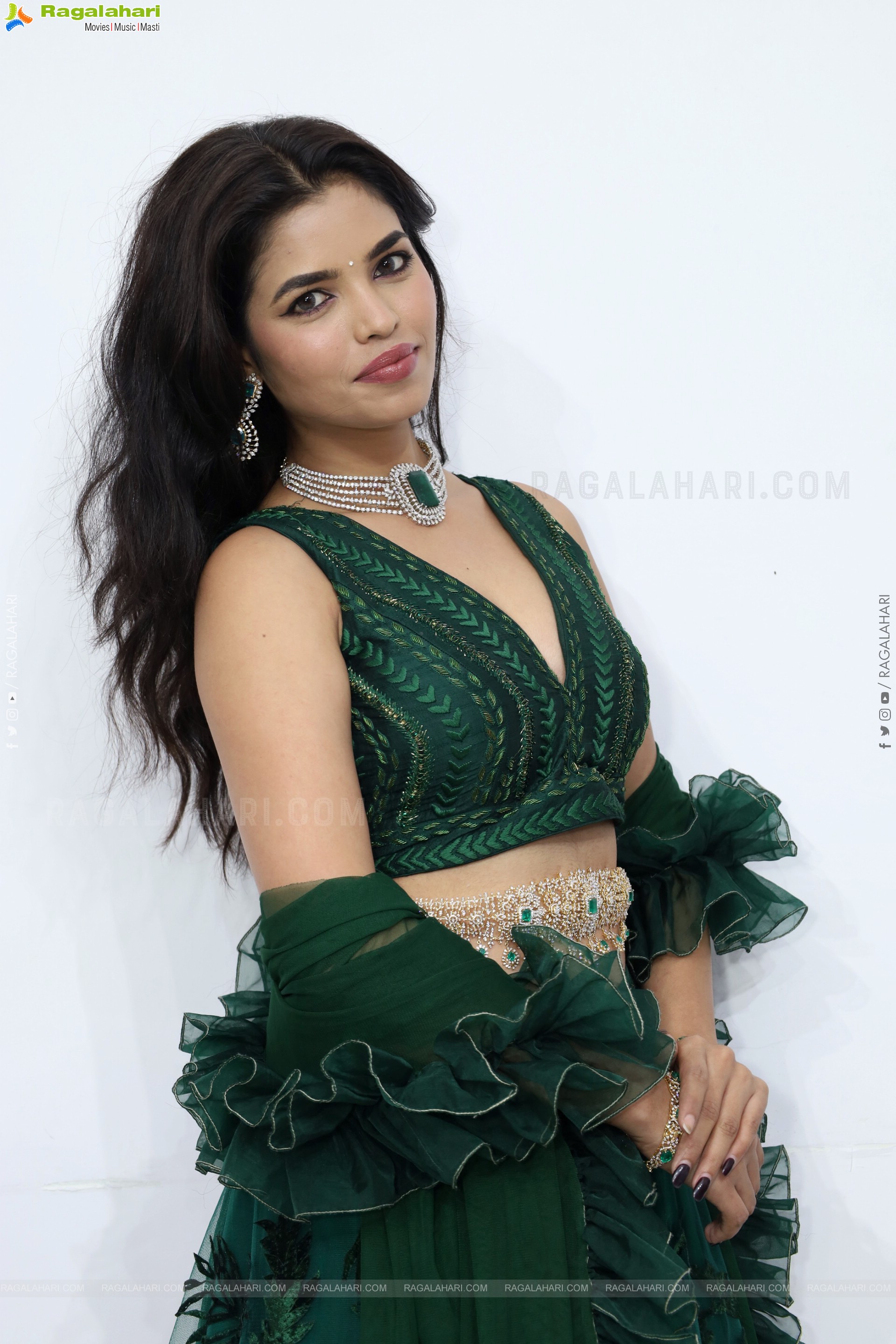 Urmila Chauhan stills in Green Designer Lehenga Choli, HD Gallery