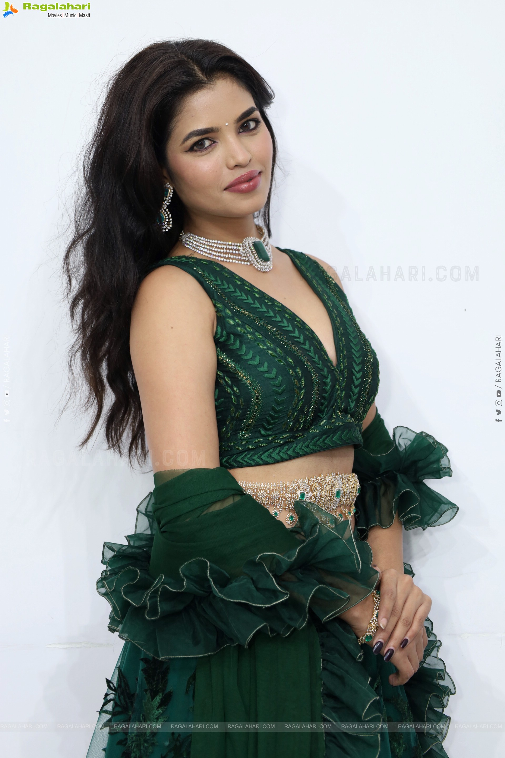 Urmila Chauhan stills in Green Designer Lehenga Choli, HD Gallery