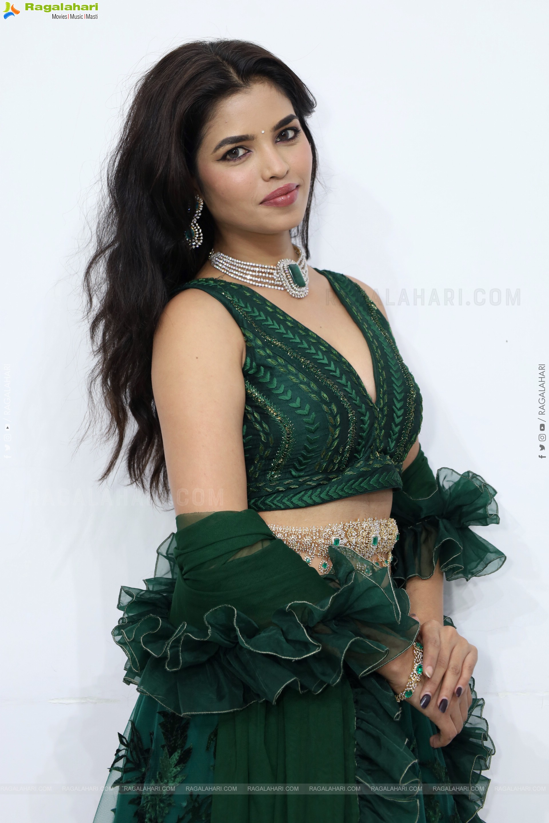 Urmila Chauhan stills in Green Designer Lehenga Choli, HD Gallery