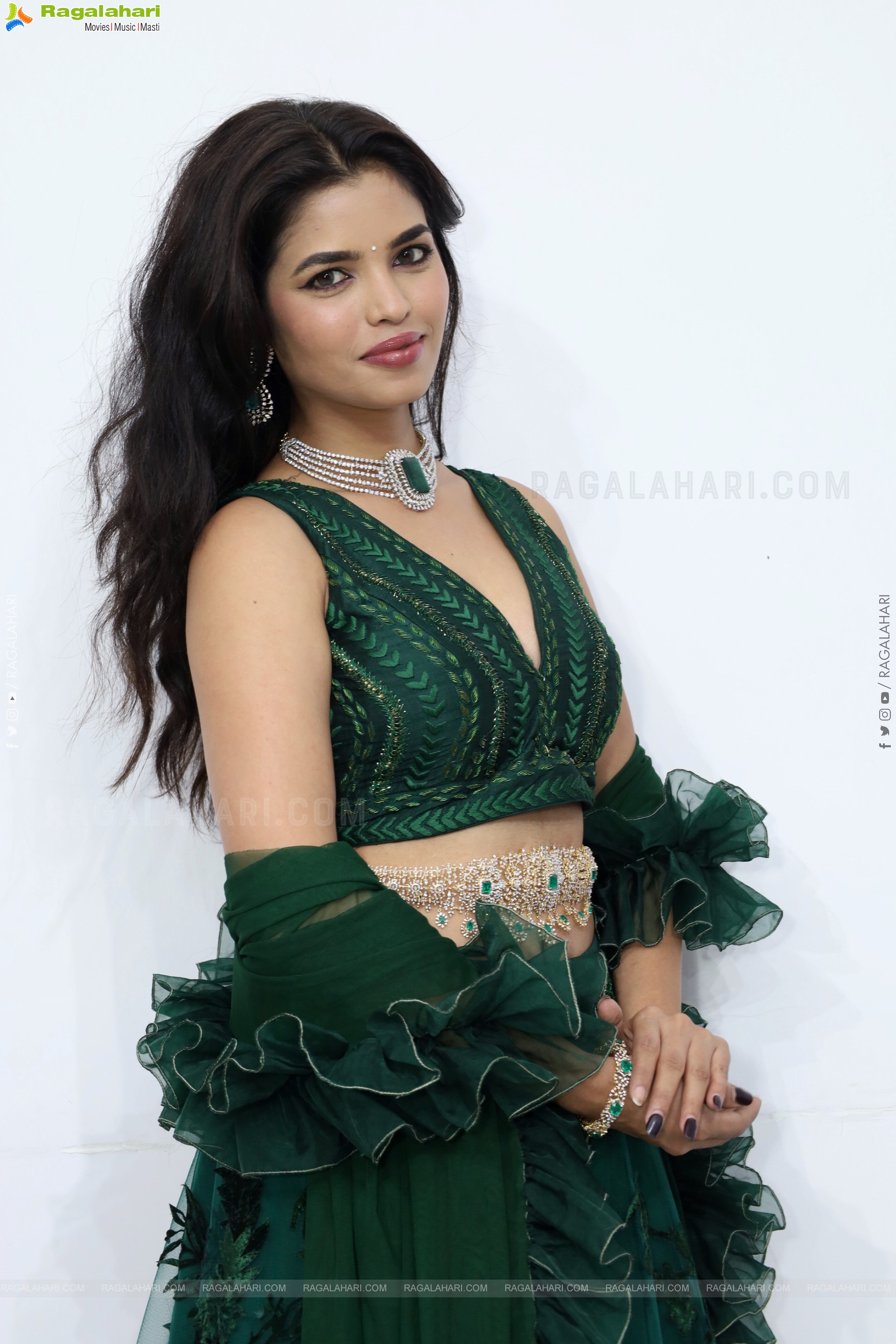 Urmila Chauhan stills in Green Designer Lehenga Choli, HD Gallery