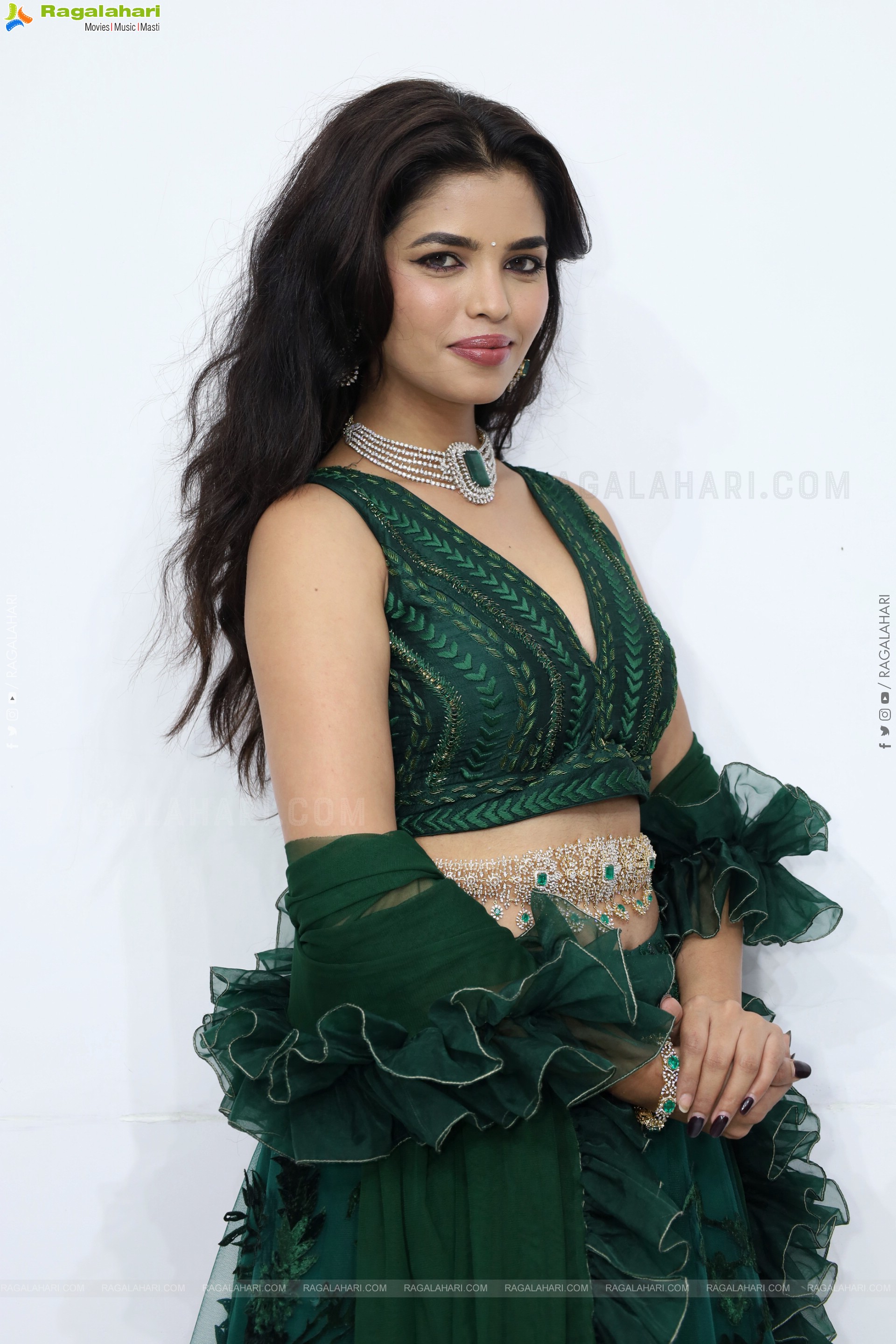 Urmila Chauhan stills in Green Designer Lehenga Choli, HD Gallery