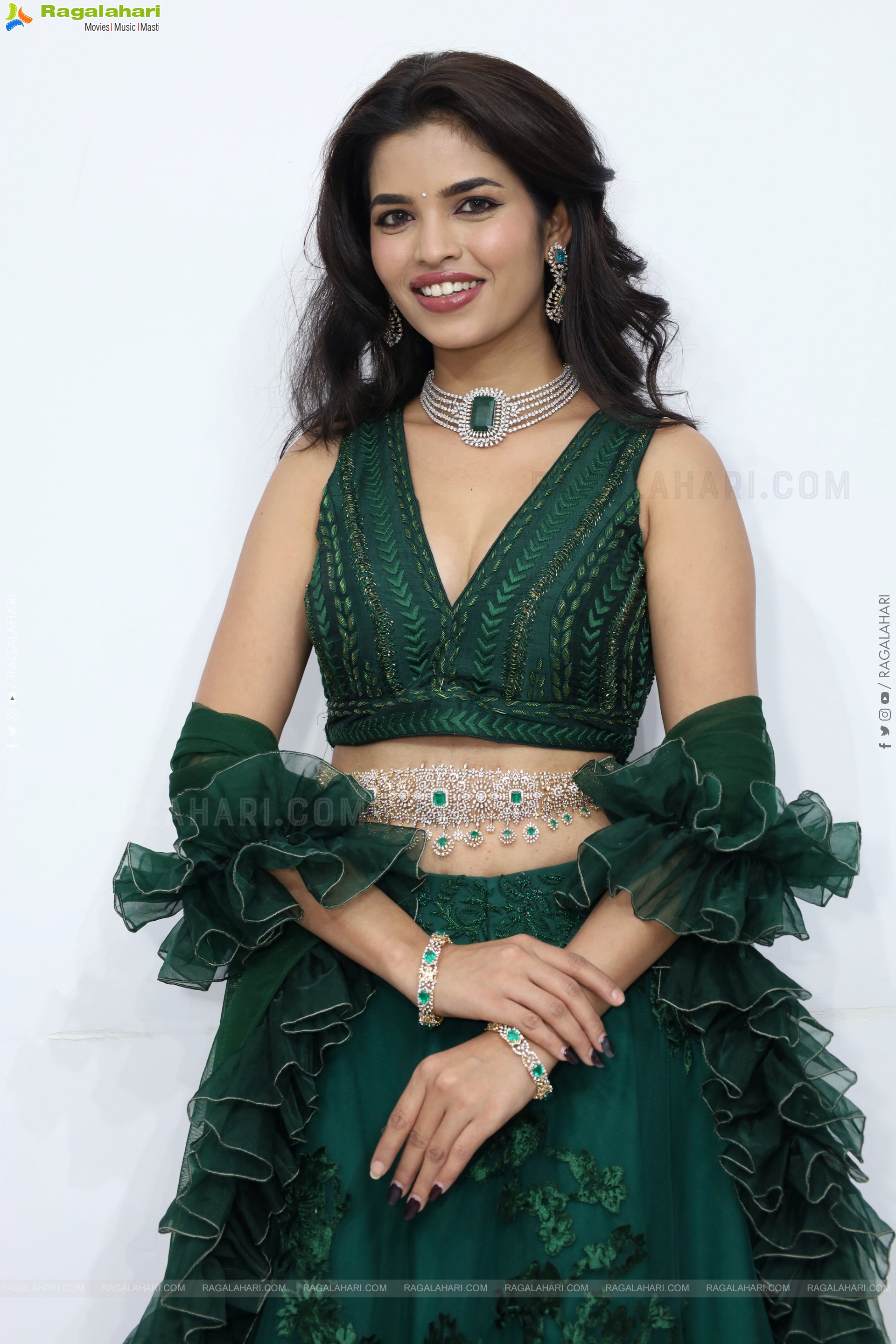 Urmila Chauhan stills in Green Designer Lehenga Choli, HD Gallery