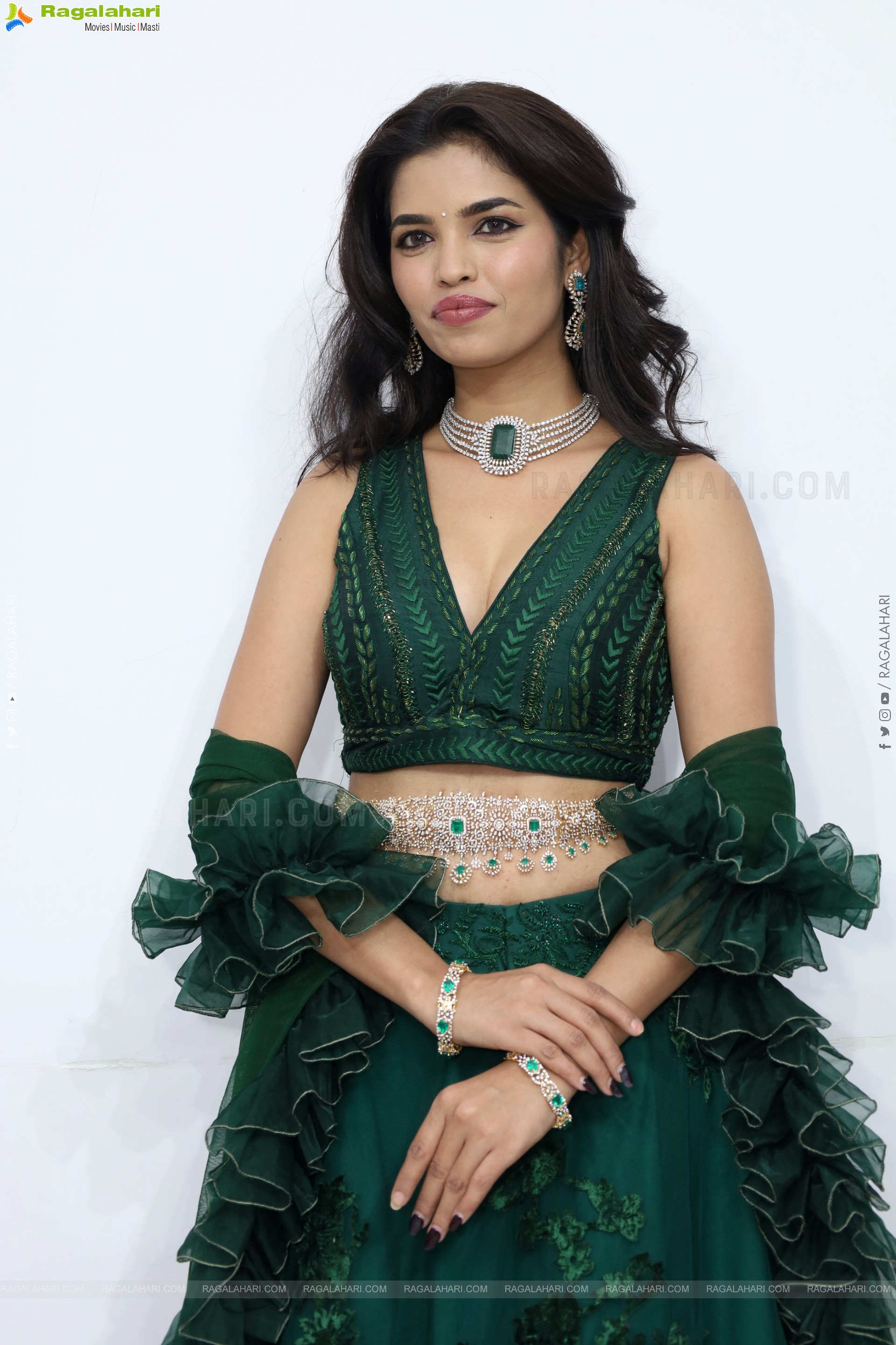 Urmila Chauhan stills in Green Designer Lehenga Choli, HD Gallery