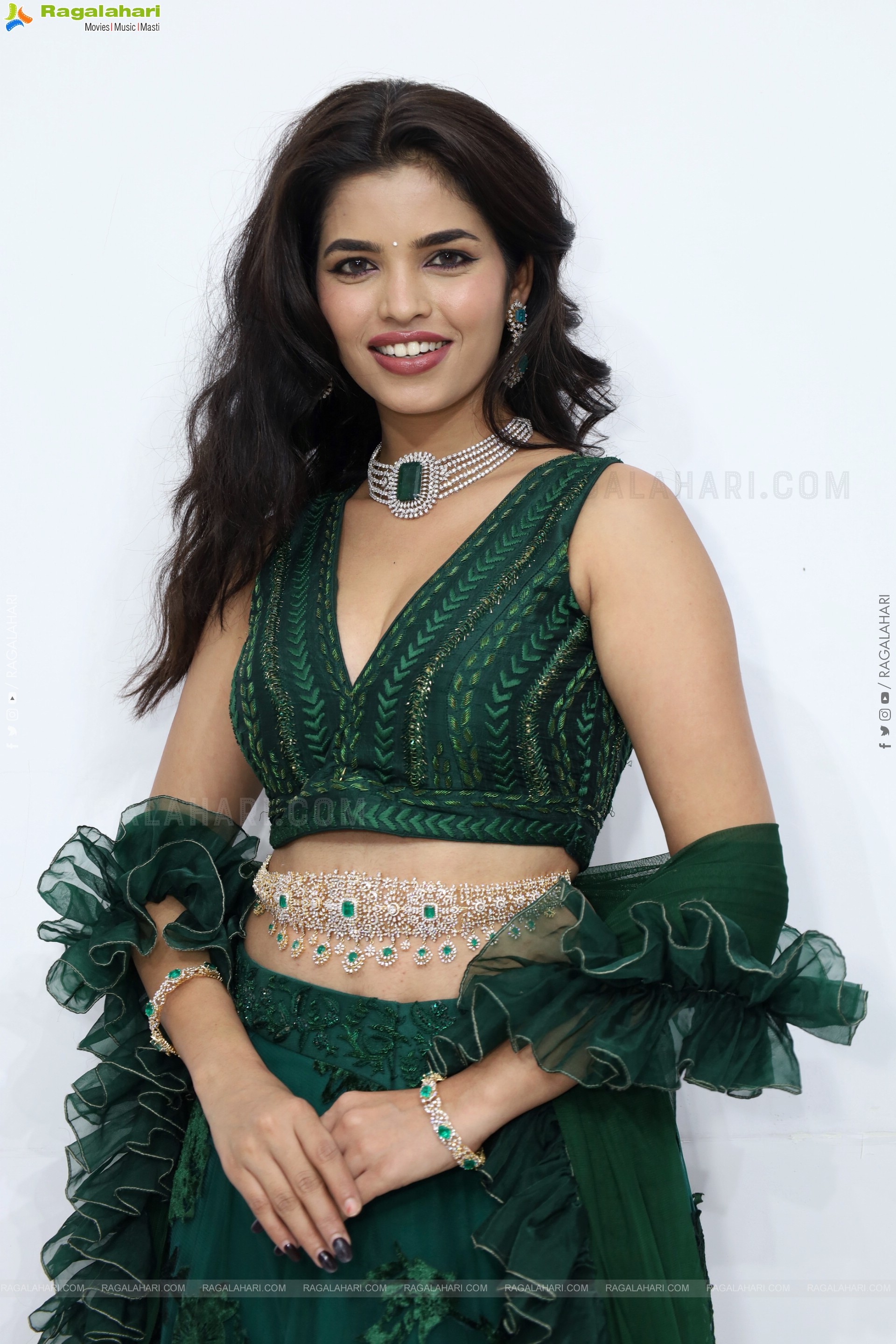 Urmila Chauhan stills in Green Designer Lehenga Choli, HD Gallery