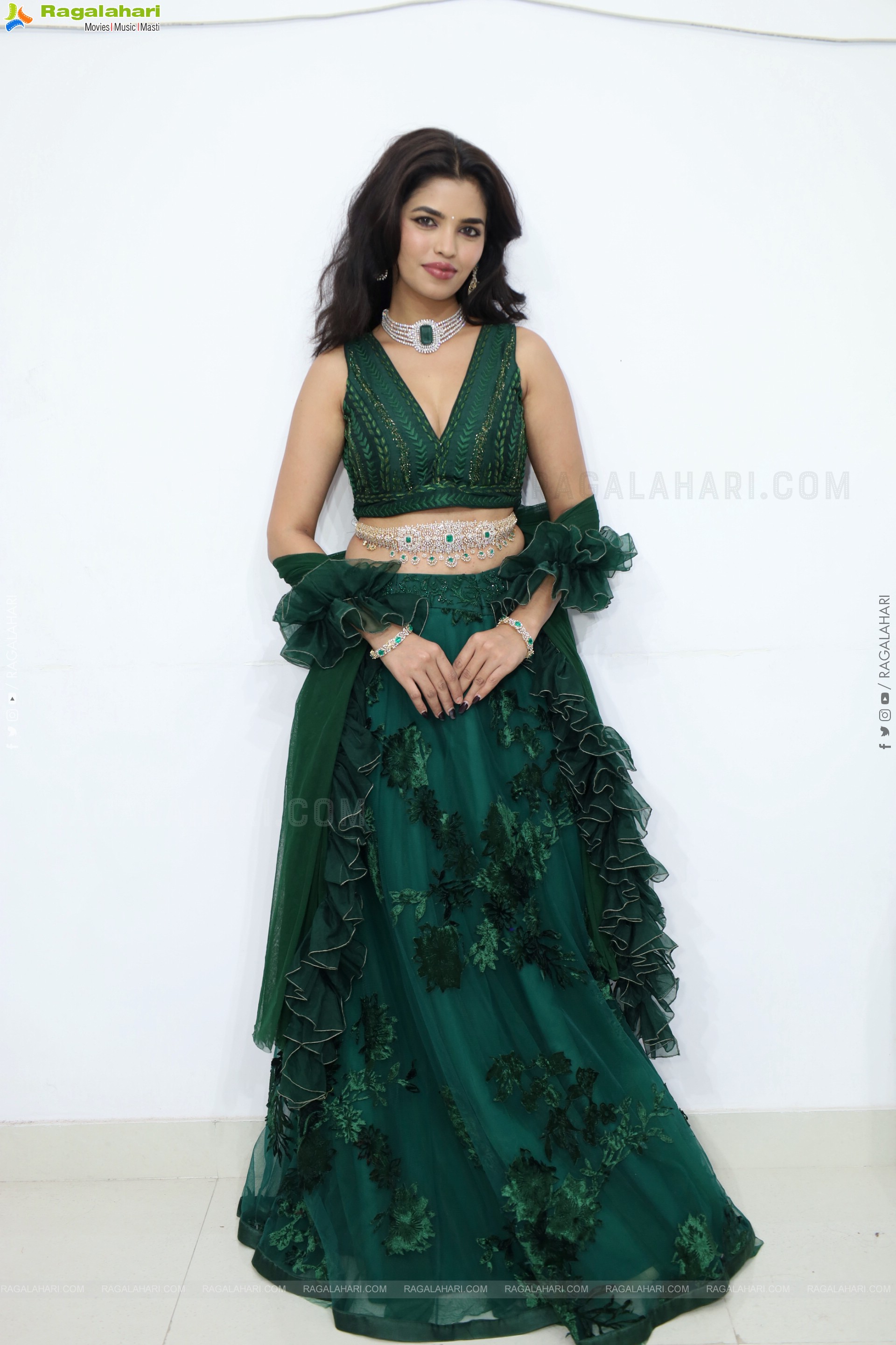 Urmila Chauhan stills in Green Designer Lehenga Choli, HD Gallery