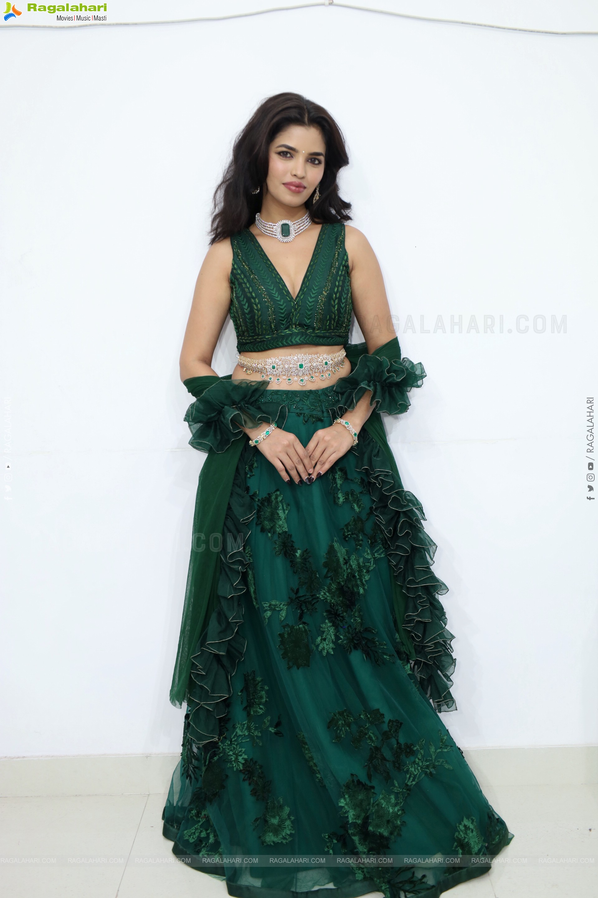 Urmila Chauhan stills in Green Designer Lehenga Choli, HD Gallery