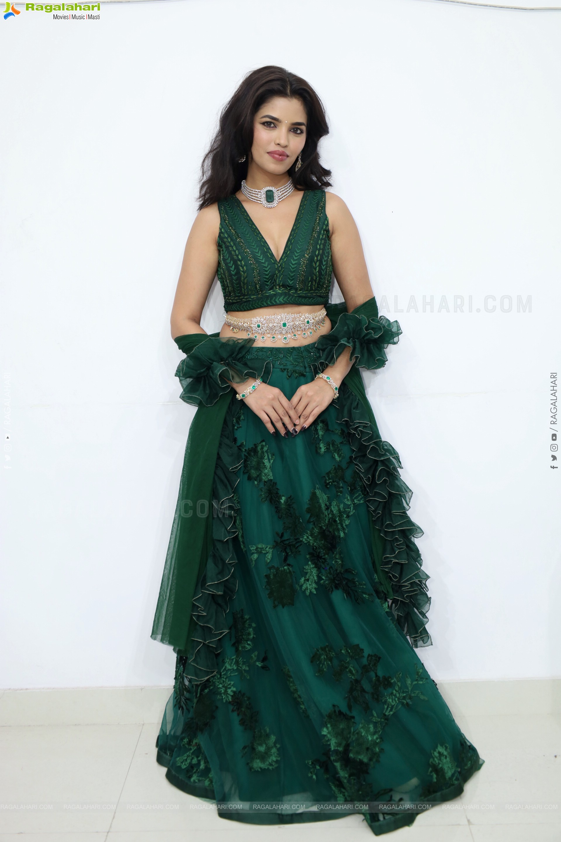 Urmila Chauhan stills in Green Designer Lehenga Choli, HD Gallery