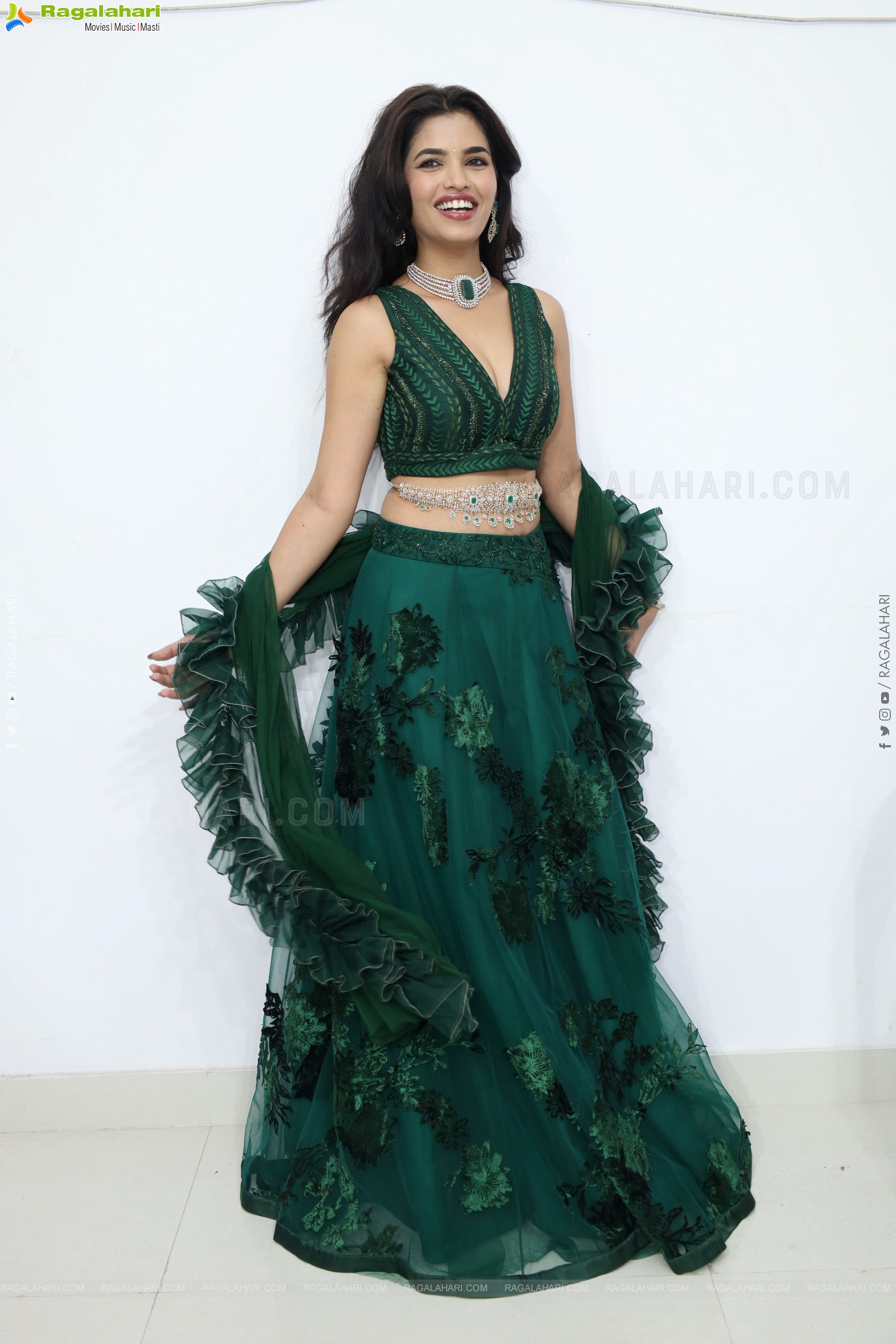 Urmila Chauhan stills in Green Designer Lehenga Choli, HD Gallery