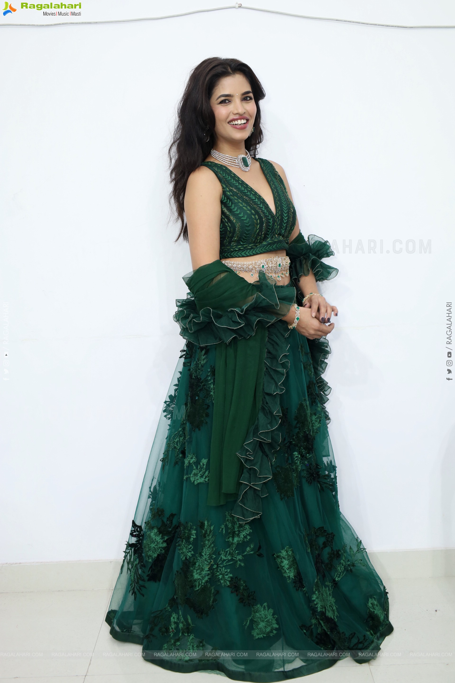 Urmila Chauhan stills in Green Designer Lehenga Choli, HD Gallery