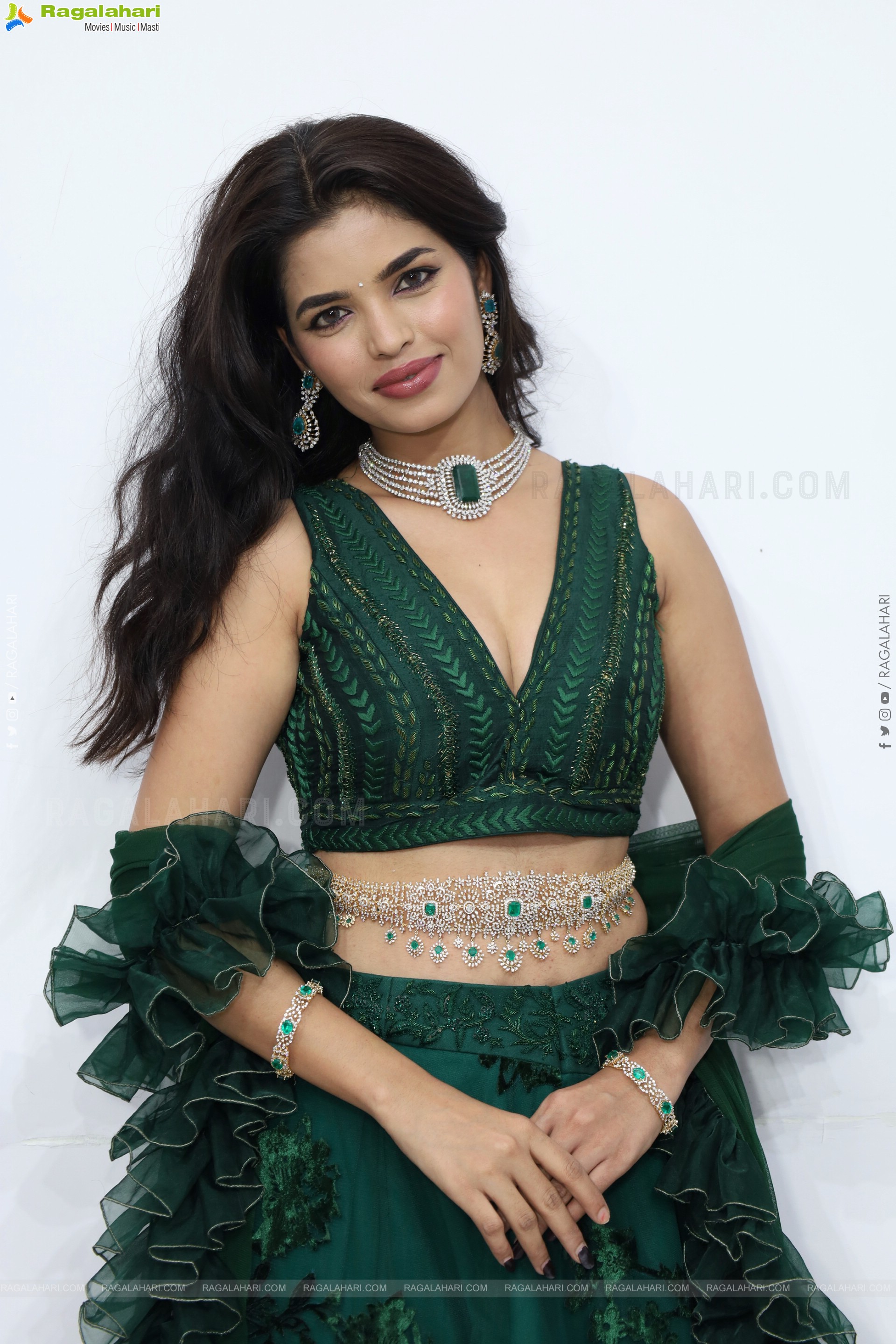 Urmila Chauhan stills in Green Designer Lehenga Choli, HD Gallery