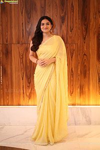 Kayadu Lohar stills in Yellow Saree, HD Gallery