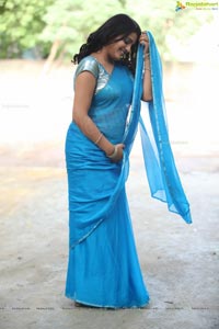 Tashu Kaushik in Blue Saree