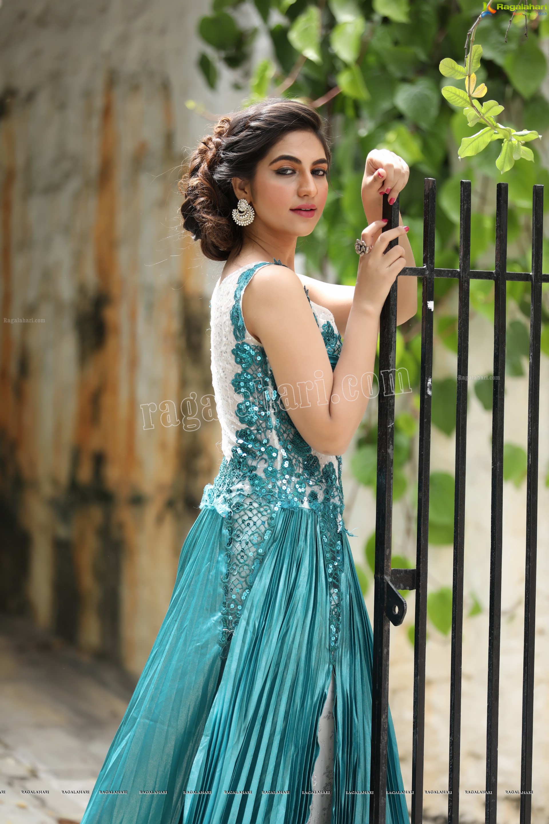 Harshita Panwar in Fancy Silk Sky Blue Designer Gown, Exclusive Photo Shoot