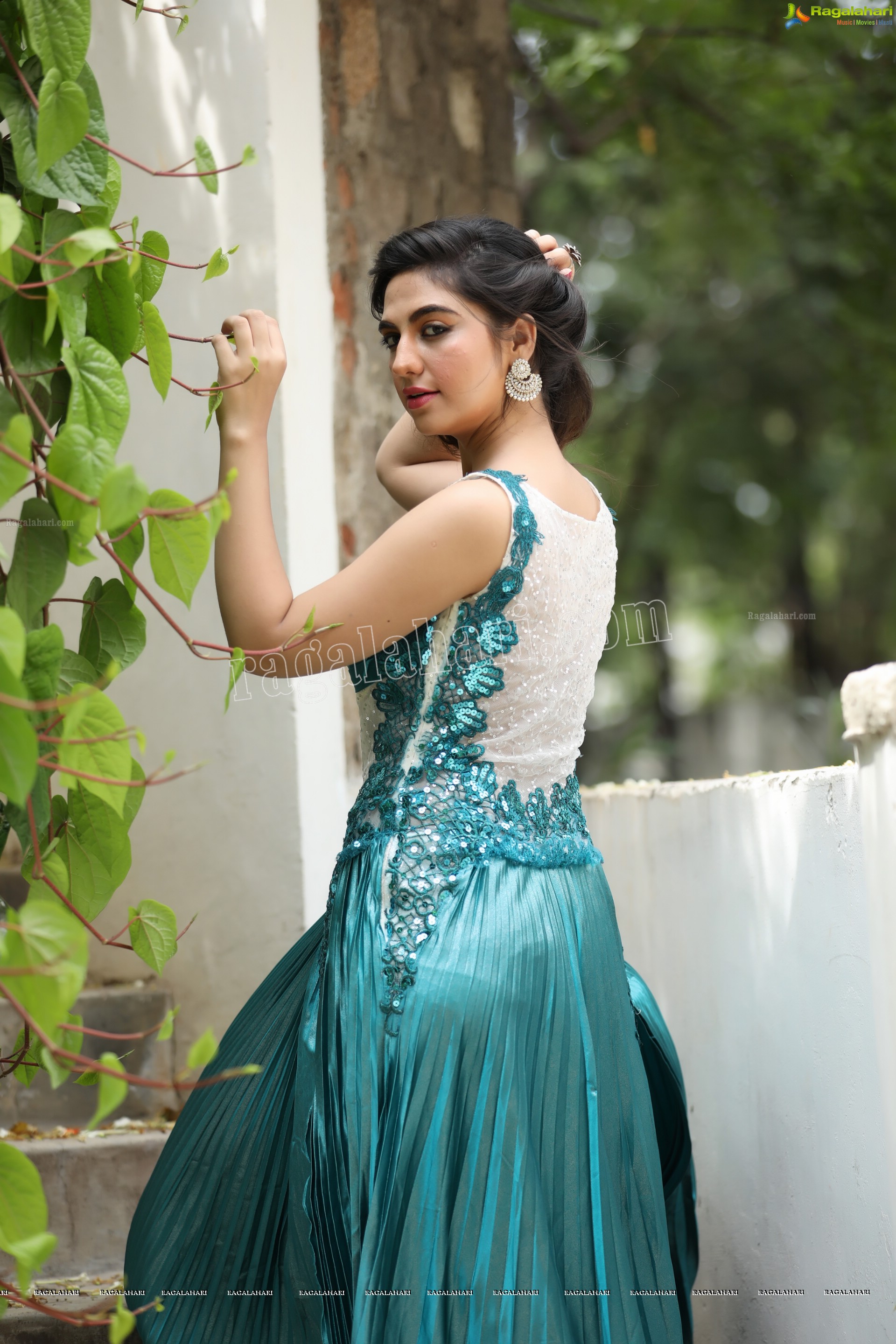 Harshita Panwar in Fancy Silk Sky Blue Designer Gown, Exclusive Photo Shoot
