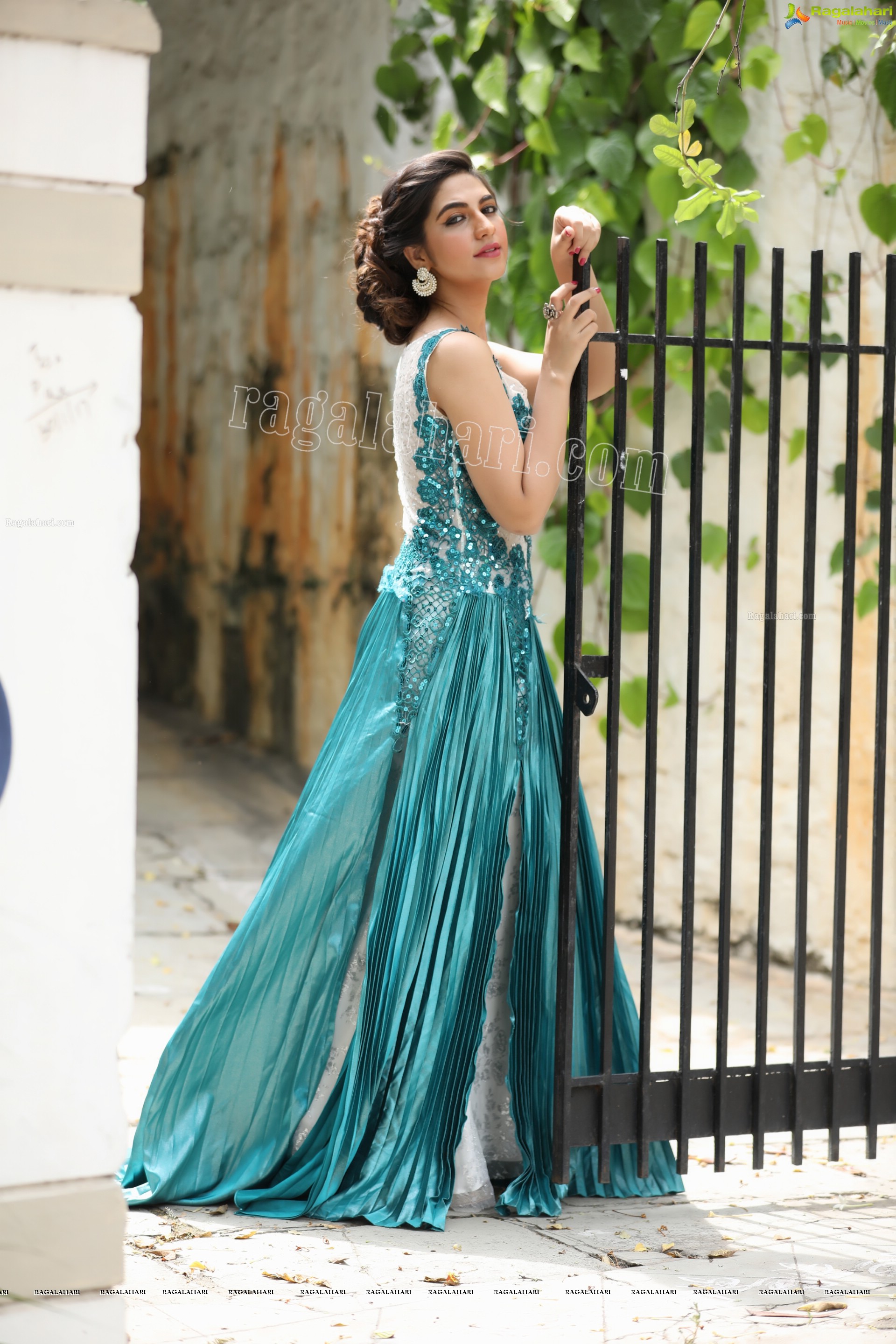 Harshita Panwar in Fancy Silk Sky Blue Designer Gown, Exclusive Photo Shoot