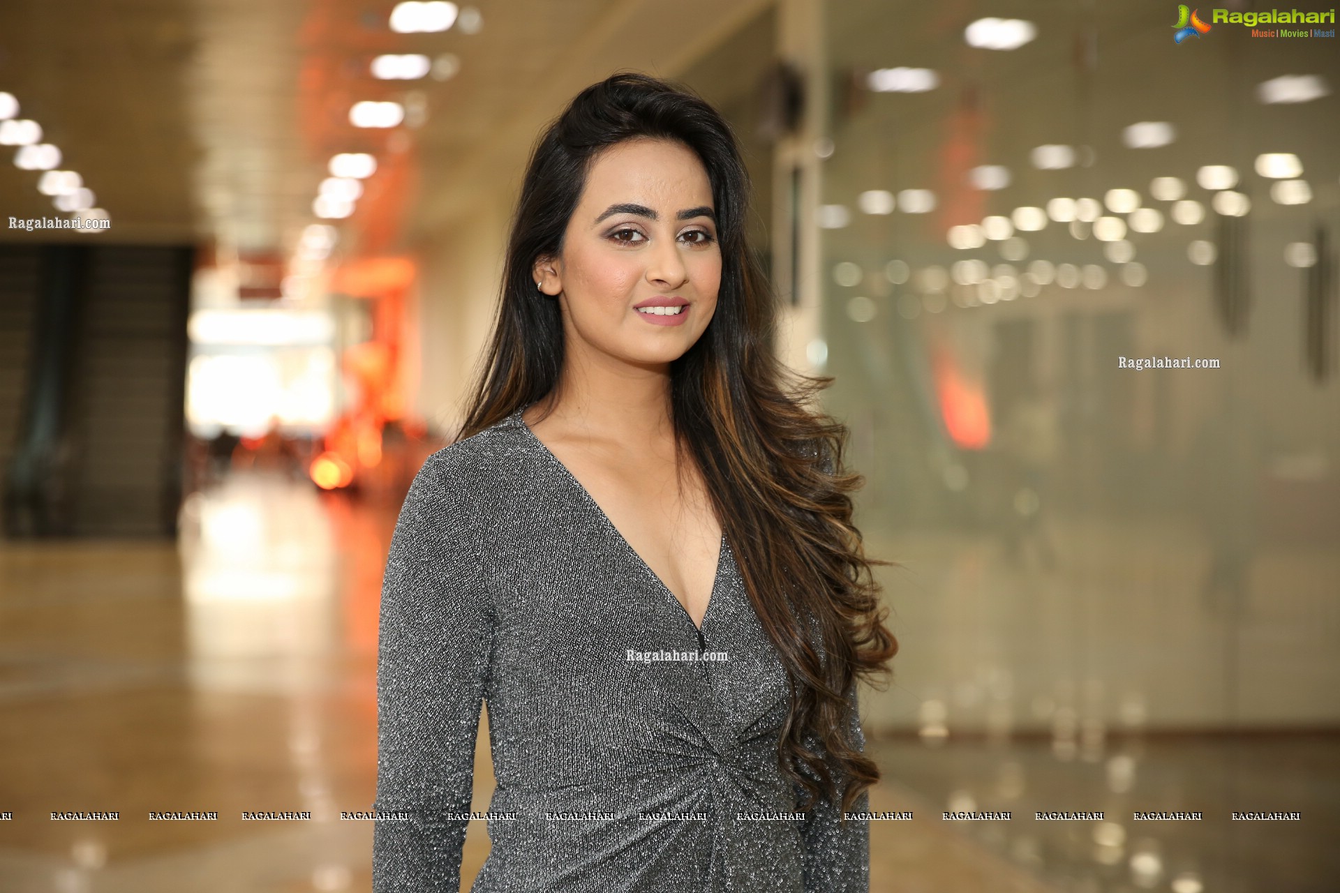 Ameeksha Pawar in Gray Glitter-Knit Dress, HD Photo Gallery