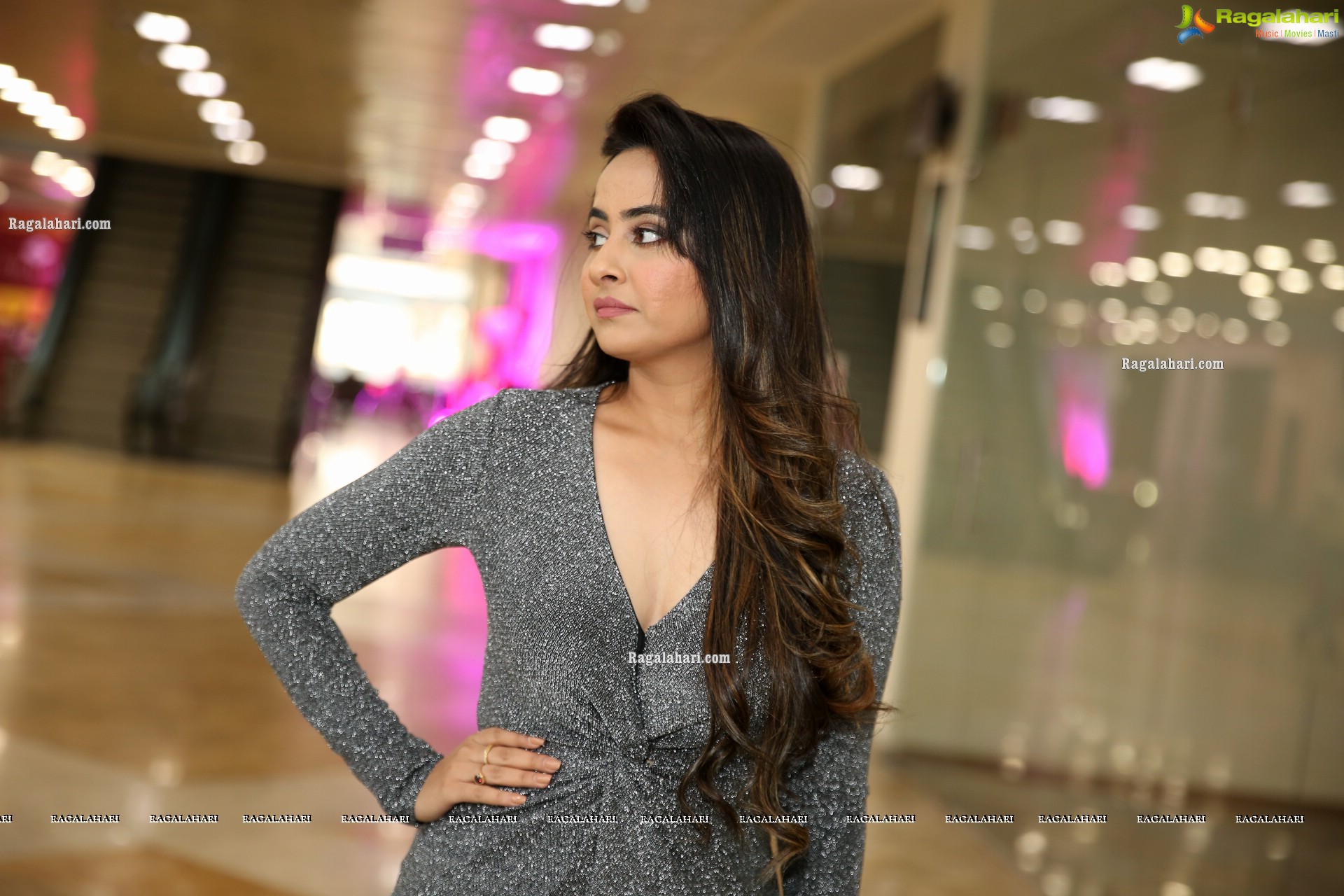 Ameeksha Pawar in Gray Glitter-Knit Dress, HD Photo Gallery