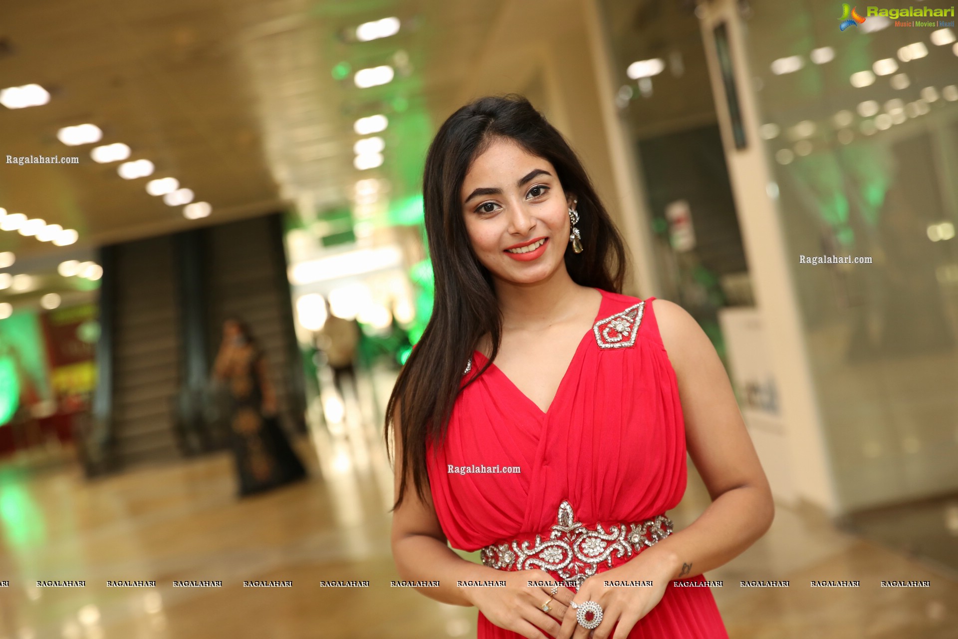 Honey Chowdary in Red Maxi Dress, HD Photo Gallery