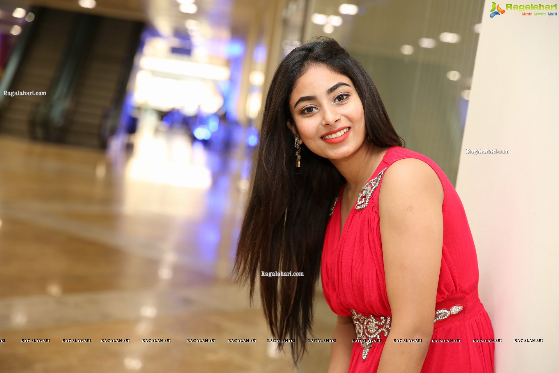 Honey Chowdary in Red Maxi Dress, HD Photo Gallery