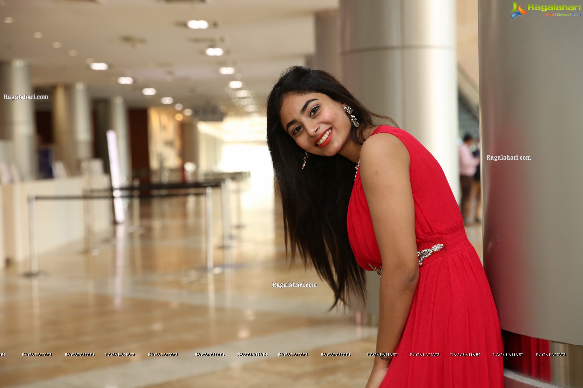 Honey Chowdary in Red Maxi Dress, HD Photo Gallery
