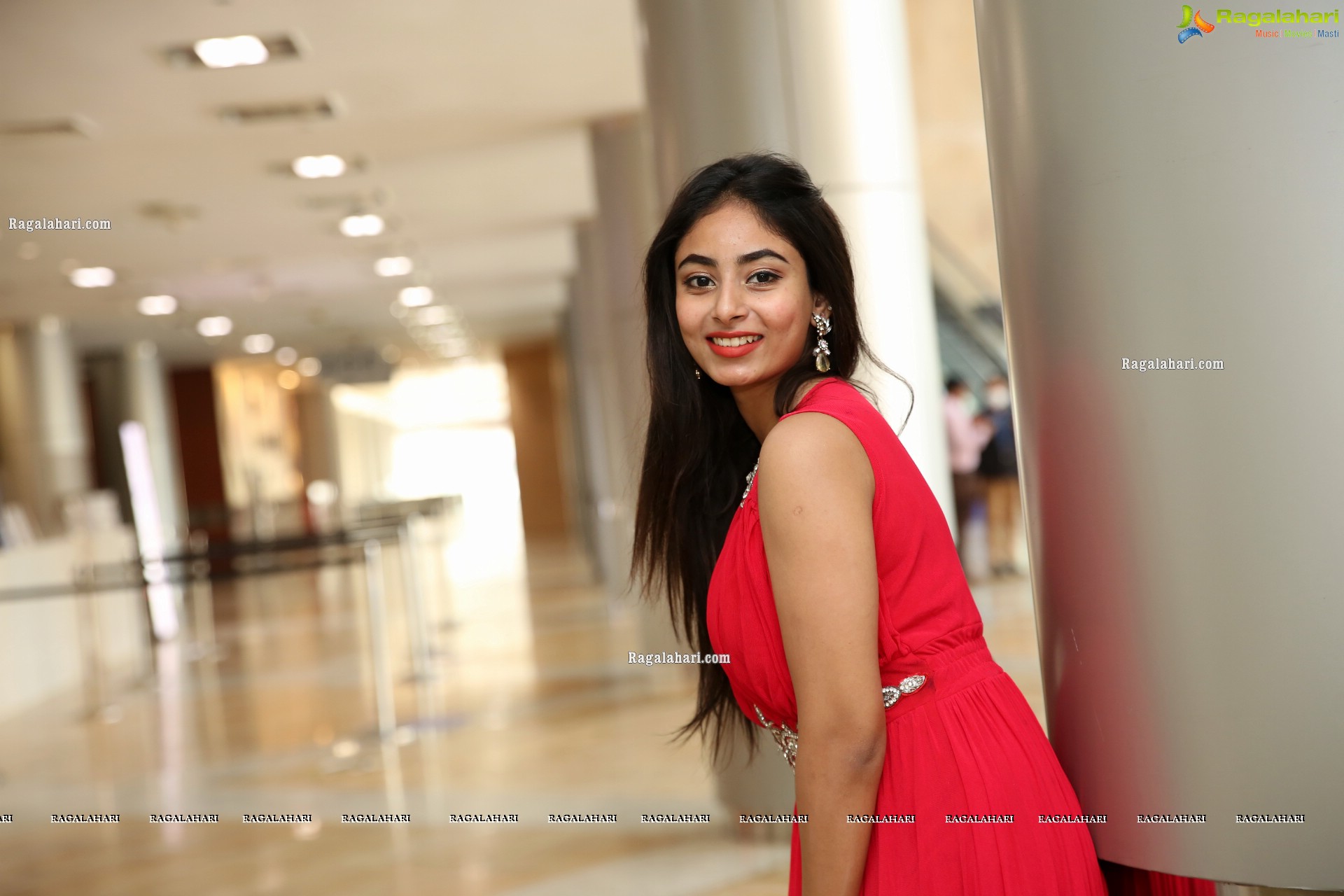 Honey Chowdary in Red Maxi Dress, HD Photo Gallery