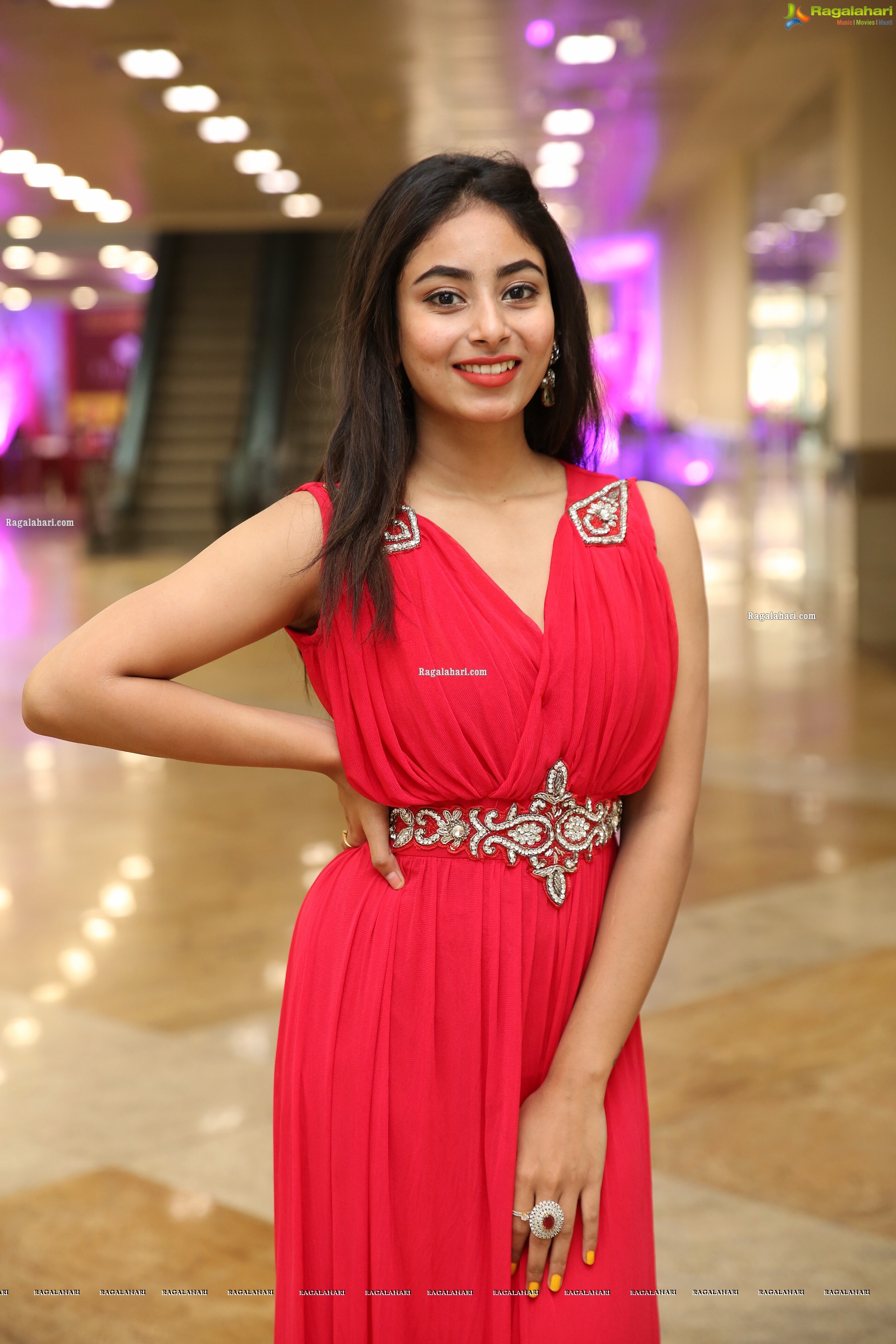 Honey Chowdary in Red Maxi Dress, HD Photo Gallery