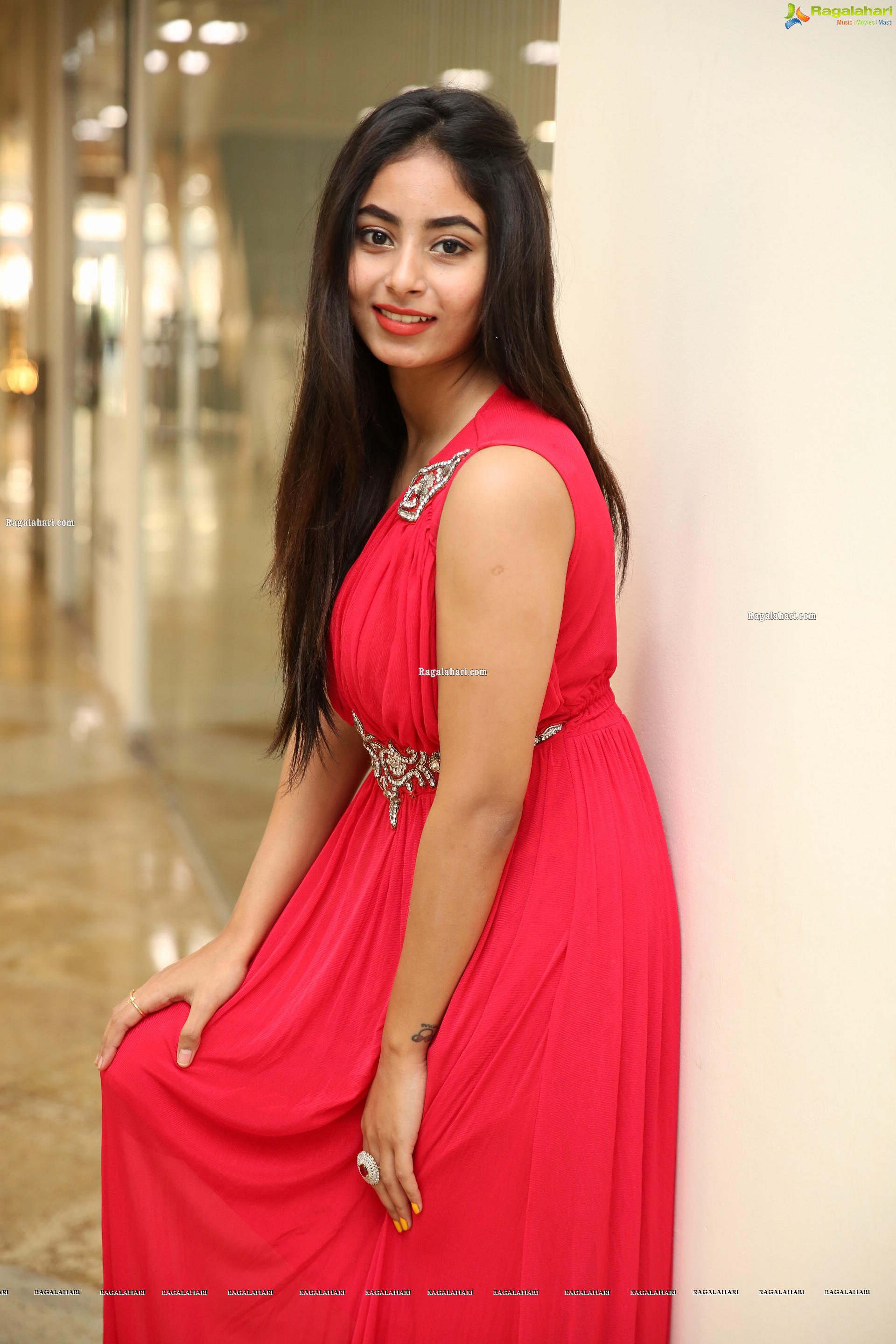 Honey Chowdary in Red Maxi Dress, HD Photo Gallery