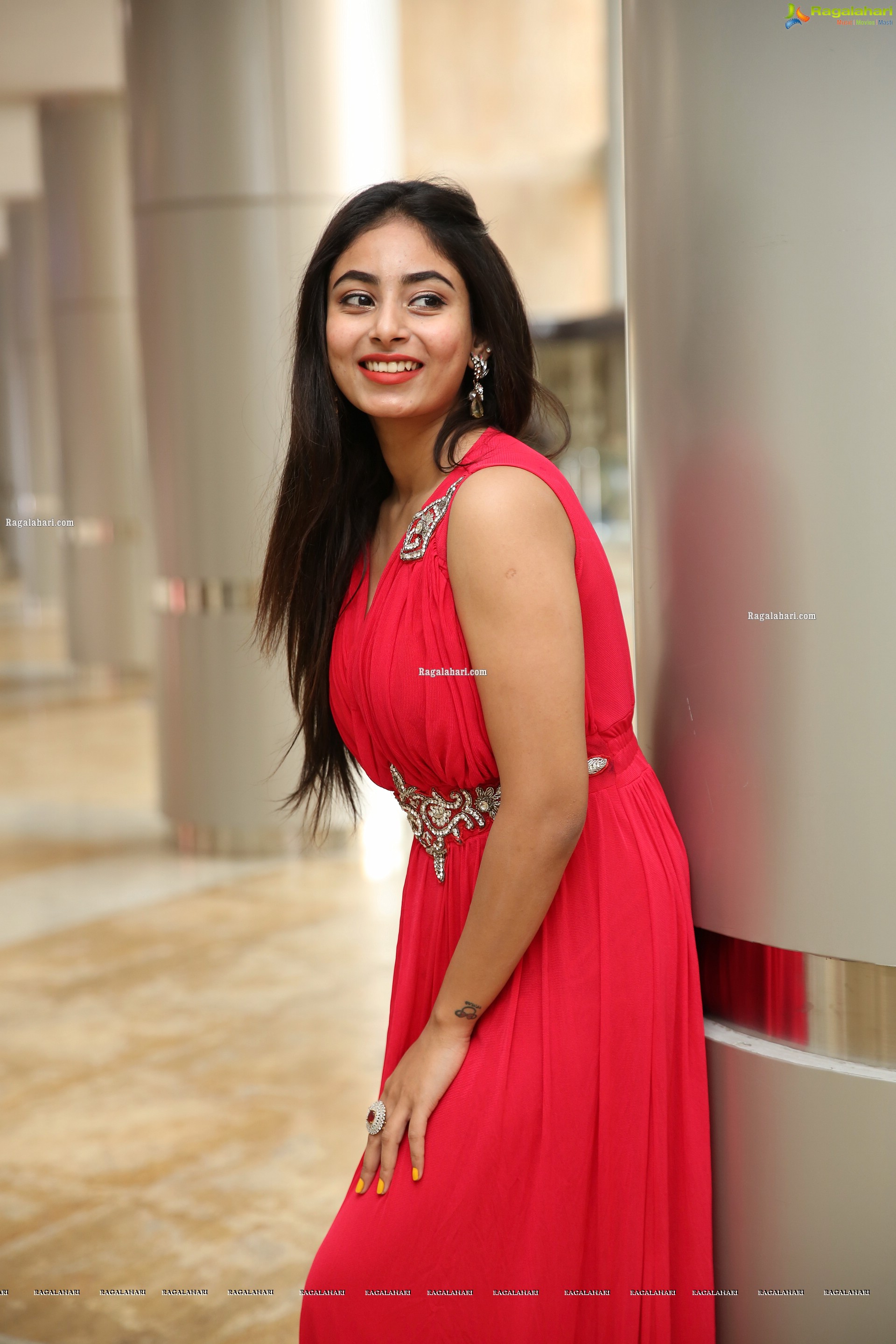 Honey Chowdary in Red Maxi Dress, HD Photo Gallery