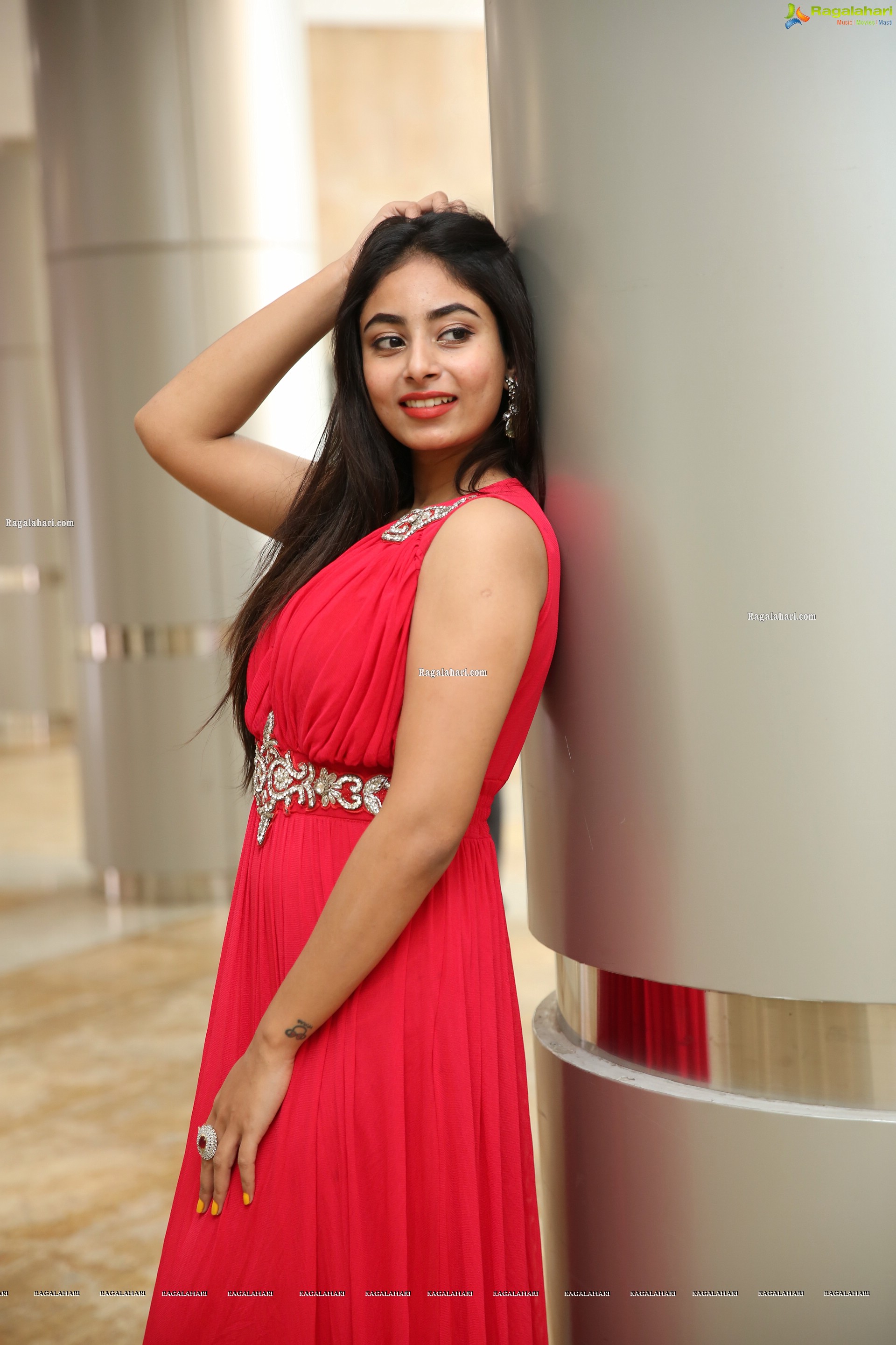 Honey Chowdary in Red Maxi Dress, HD Photo Gallery