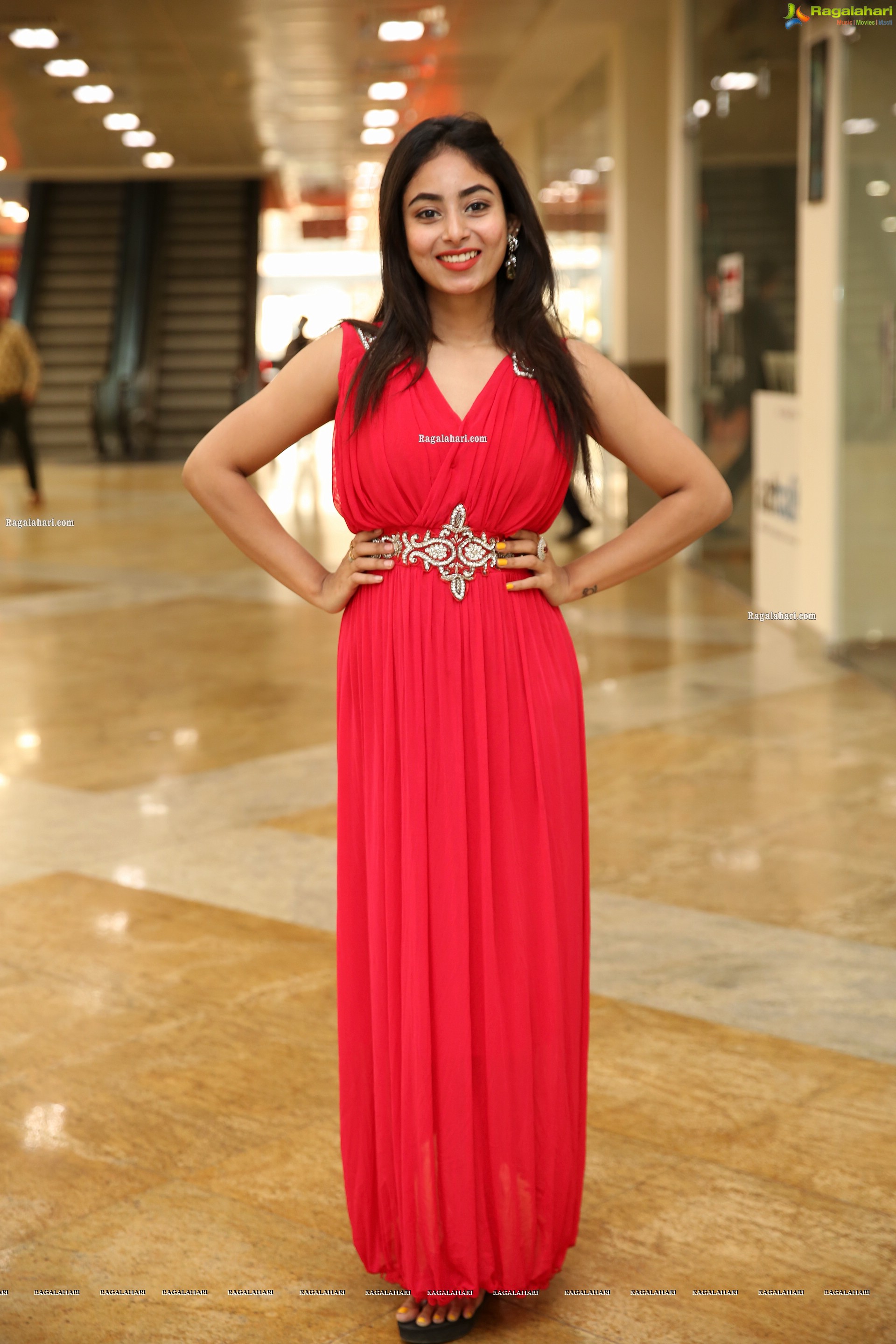 Honey Chowdary in Red Maxi Dress, HD Photo Gallery