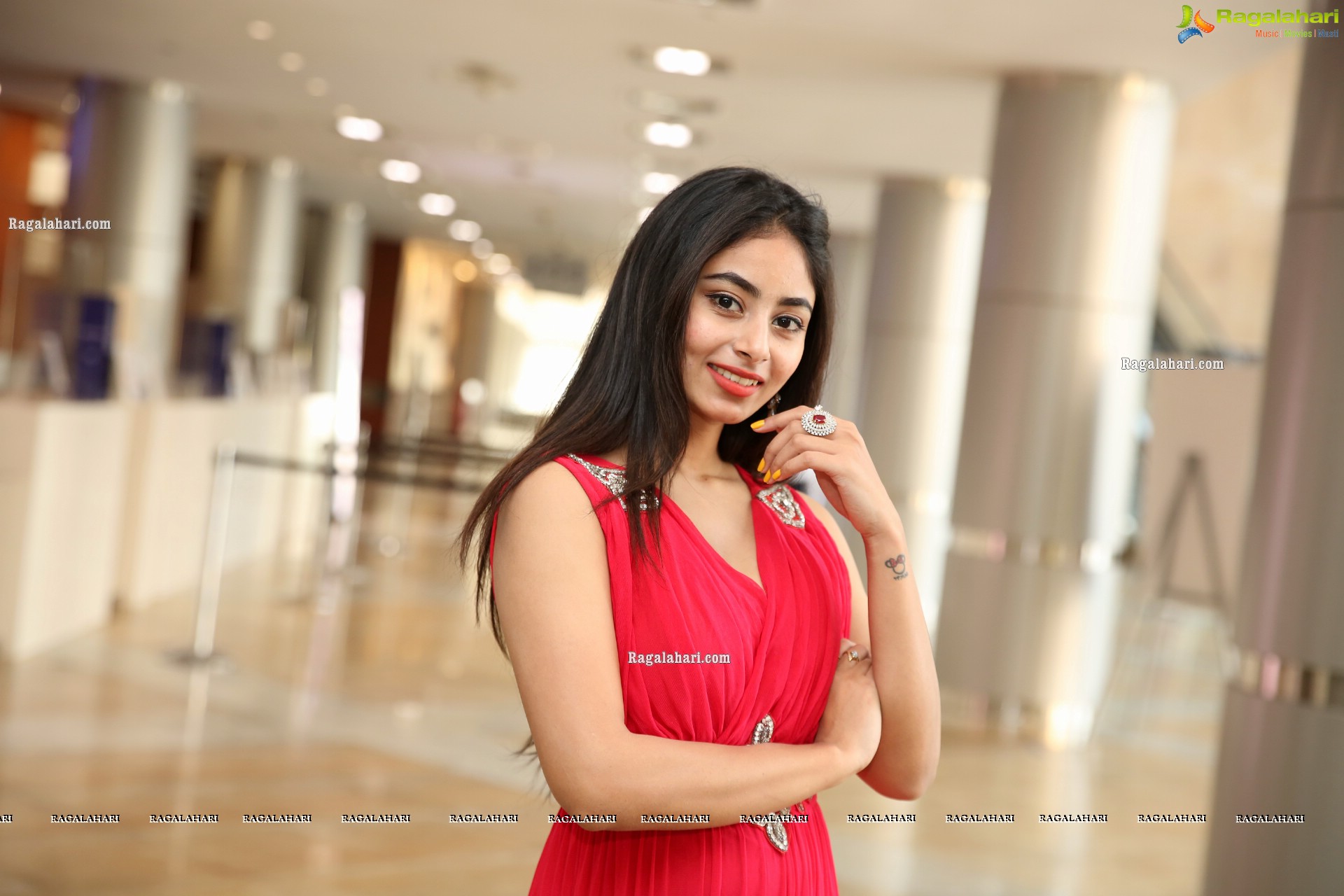 Honey Chowdary in Red Maxi Dress, HD Photo Gallery