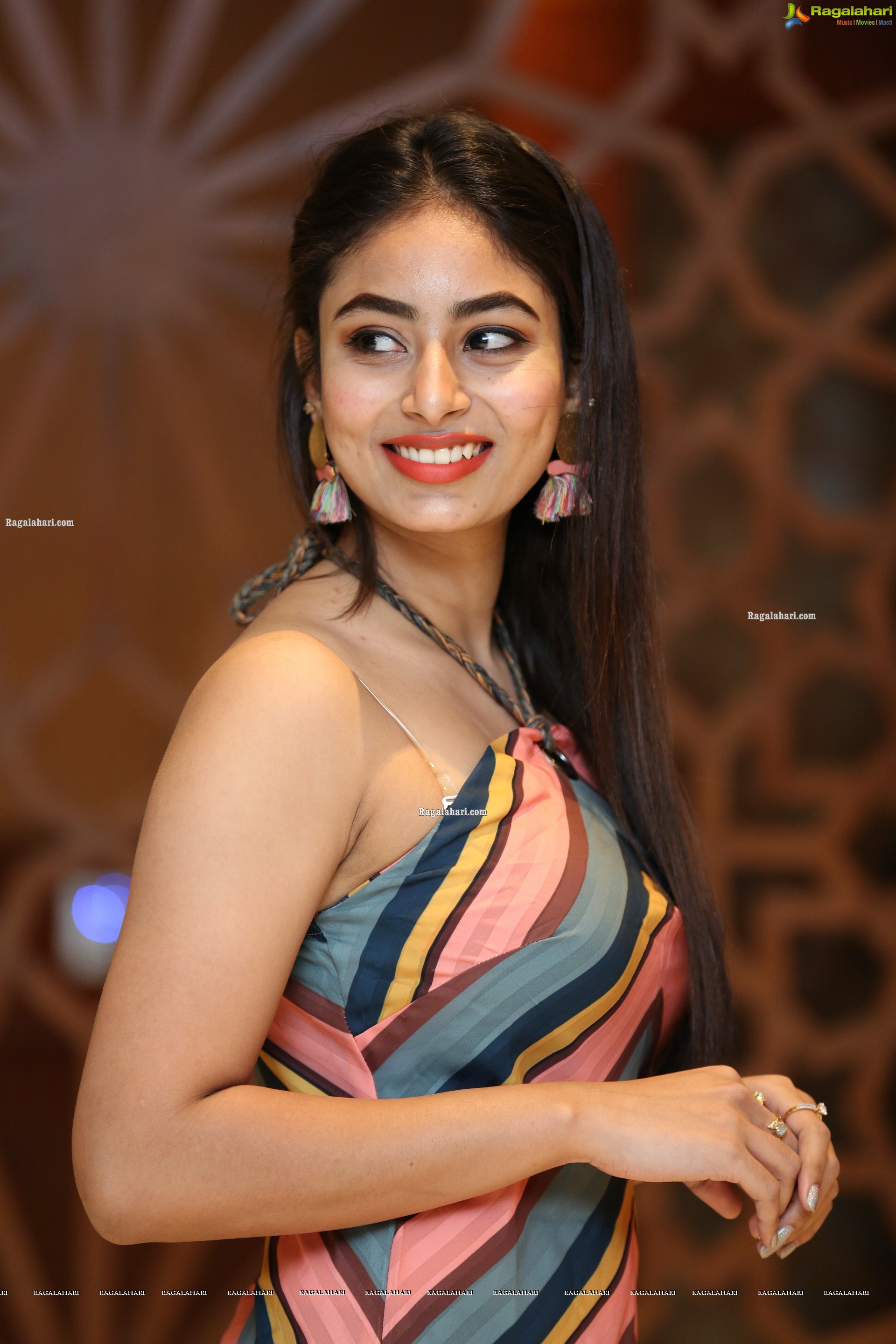 Honey Chowdary in Multi Striped Slender Halter Neck Dress, HD Photo Gallery