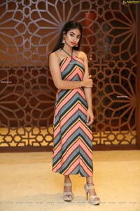 Honey Chowdary in Multi Striped Slender Halter Neck Dress