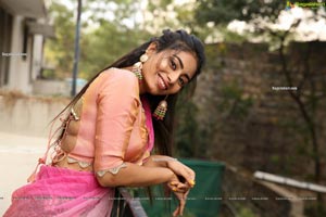 Honey Chowdary in Pink and Green Lehenga Choli