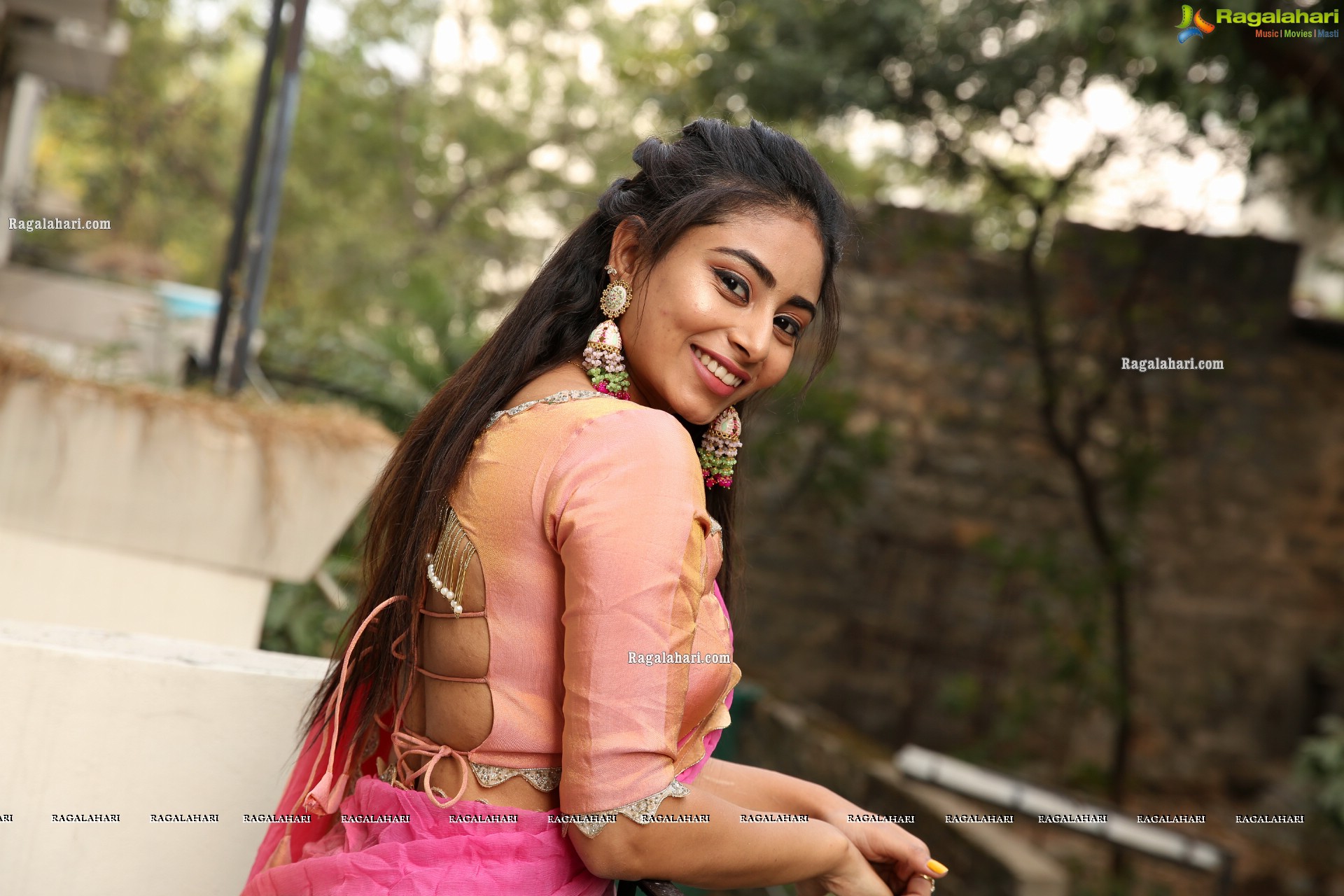 Honey Chowdary in Pink and Green Lehenga Choli, HD Photo Gallery