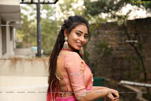 Honey Chowdary in Pink and Green Lehenga Choli