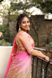 Honey Chowdary in Pink and Green Lehenga Choli