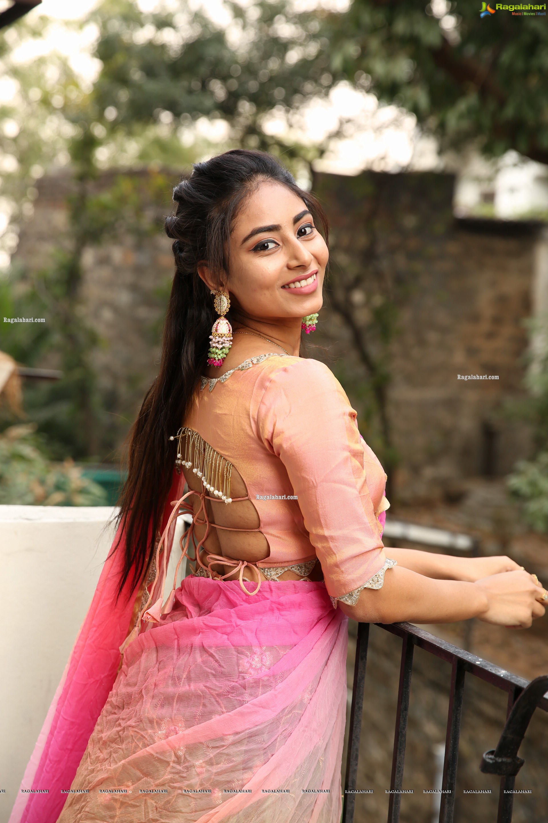 Honey Chowdary in Pink and Green Lehenga Choli, HD Photo Gallery