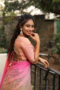 Honey Chowdary in Pink and Green Lehenga Choli